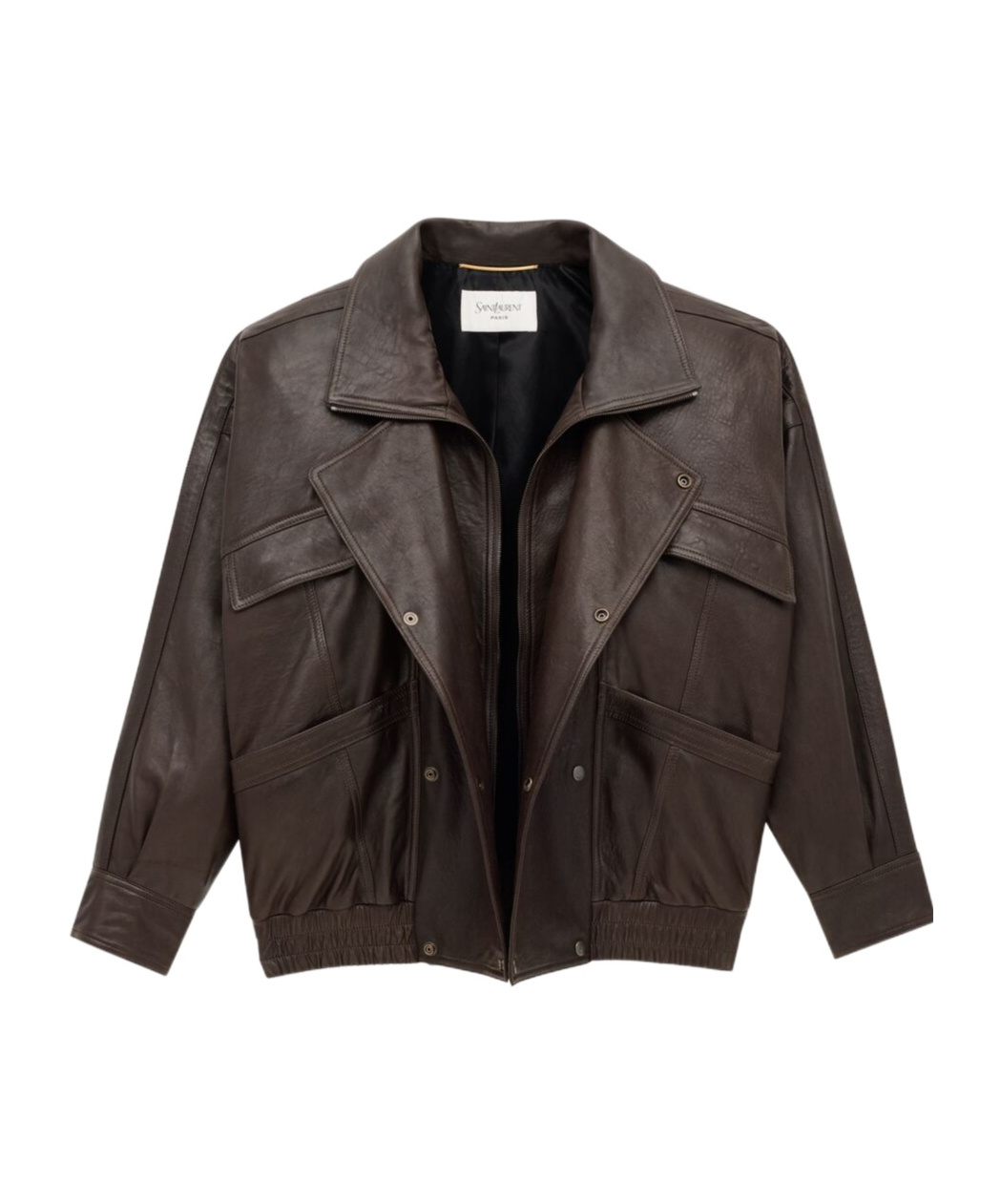 Saint Laurent Bomber Jacket In Bubbled Lambskin In Brown
