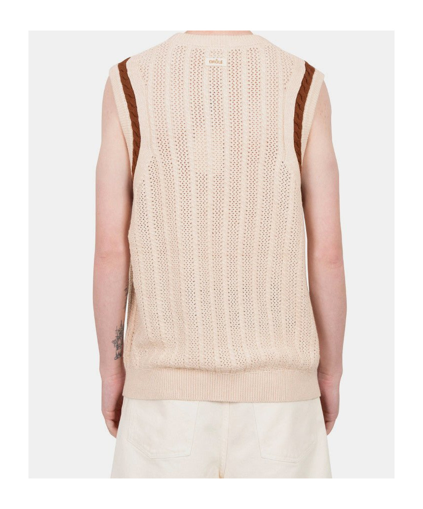 Drôle De Monsieur Cotton-cashmere Knitted Vest In Neutral