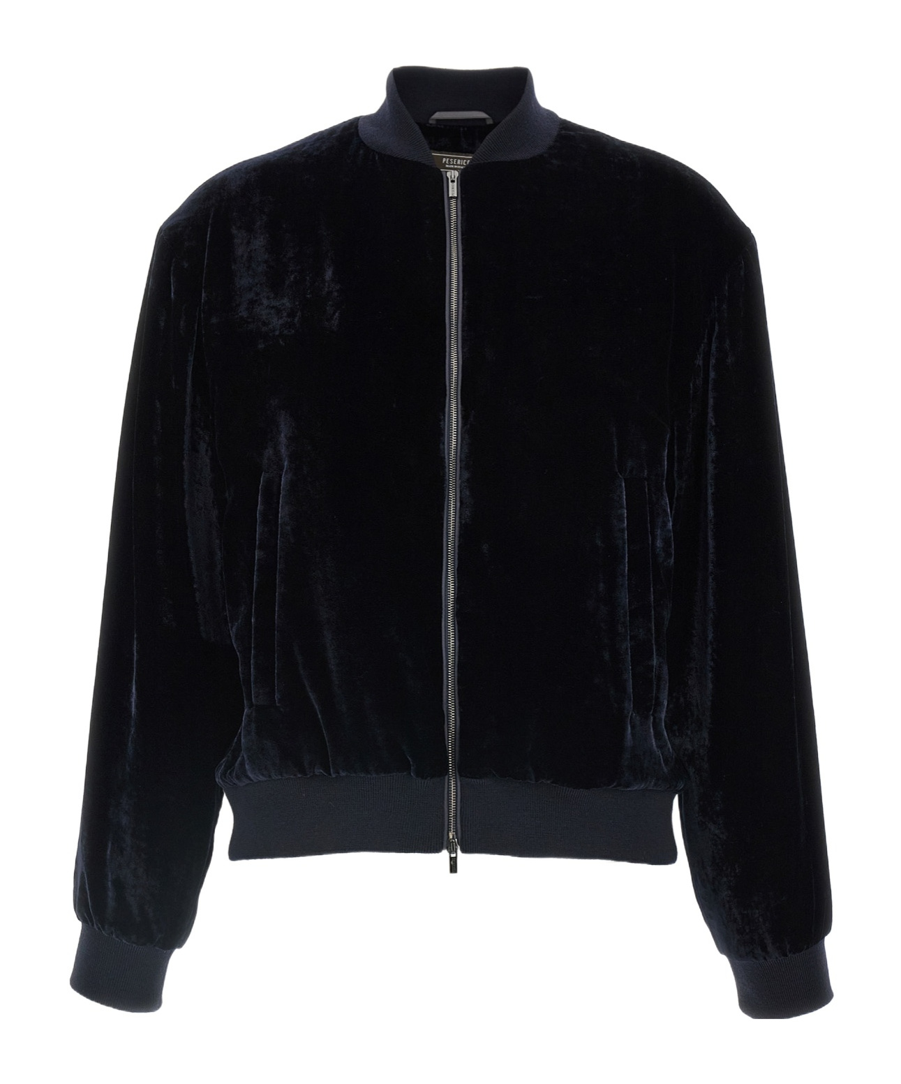 Peserico Washed Viscose Velvet Bomber Sweatshirt In Black