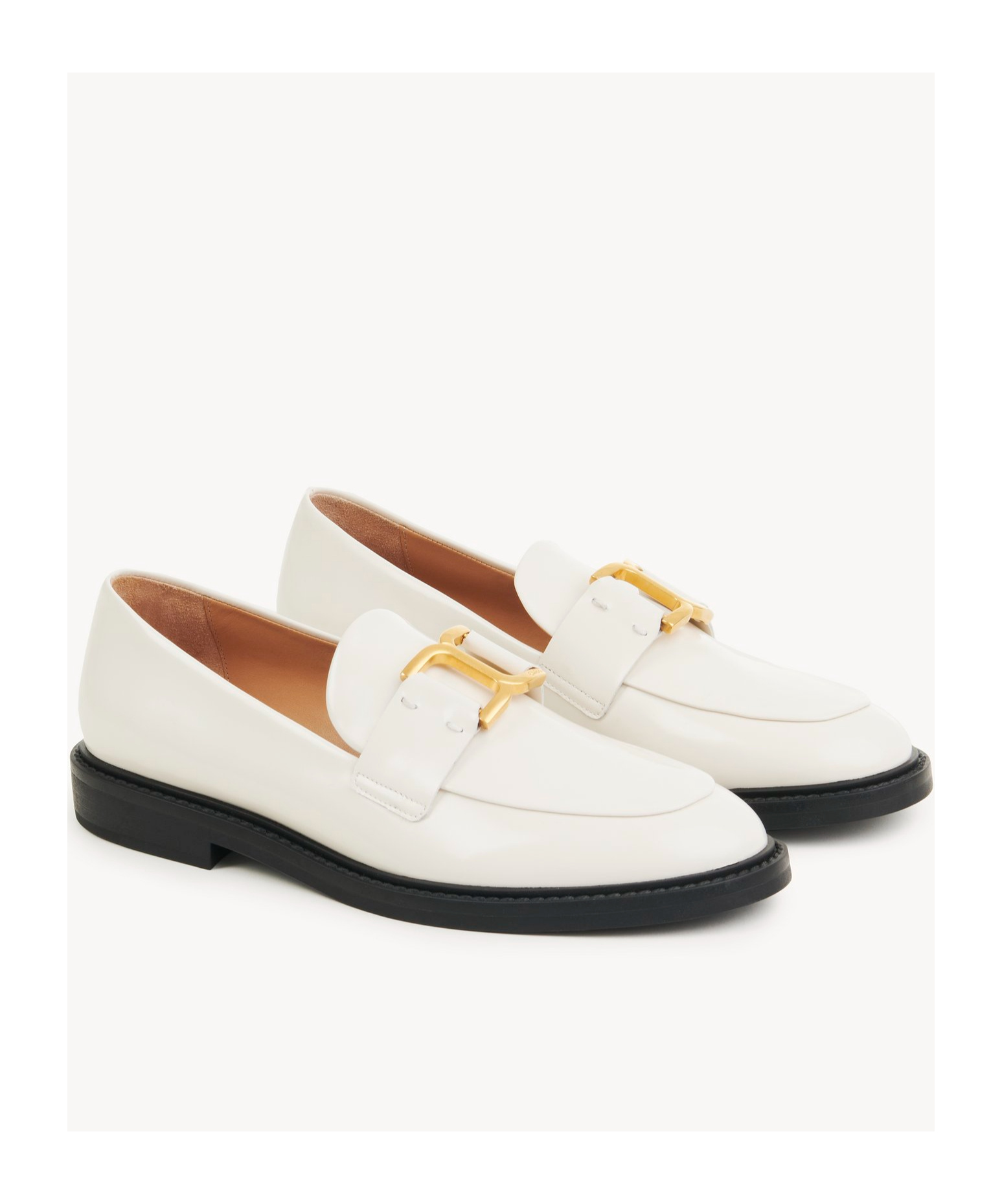 Chloé Marcie Embellished Leather Loafers In White