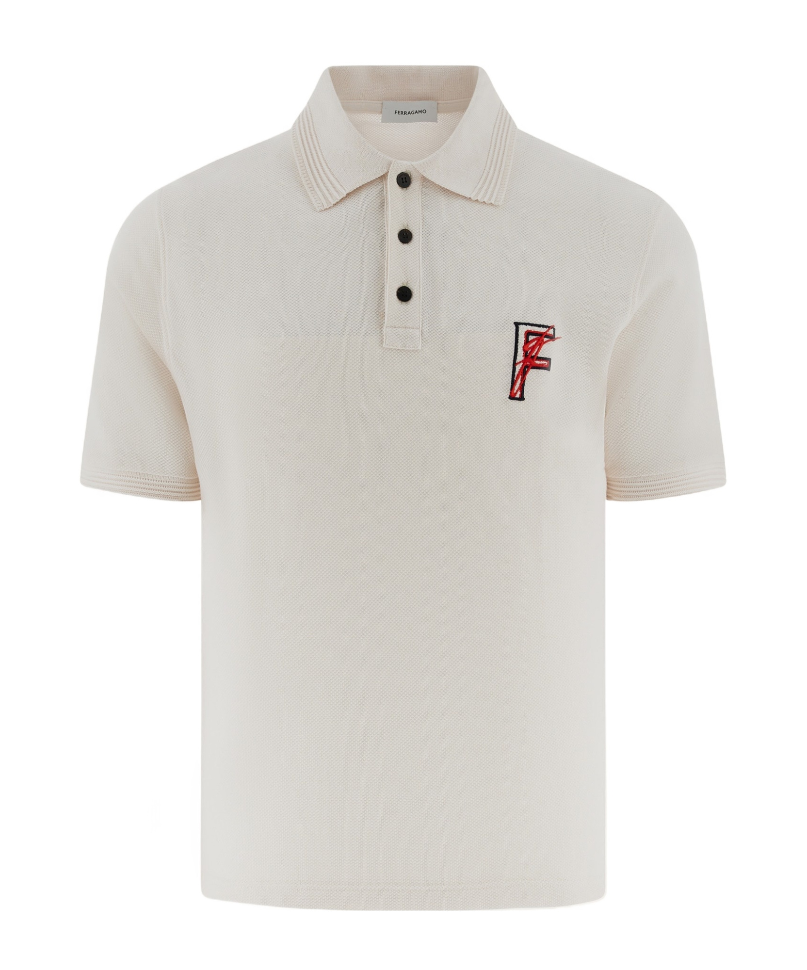 Ferragamo Herren Polohemd Aus Bio-baumwolle In White