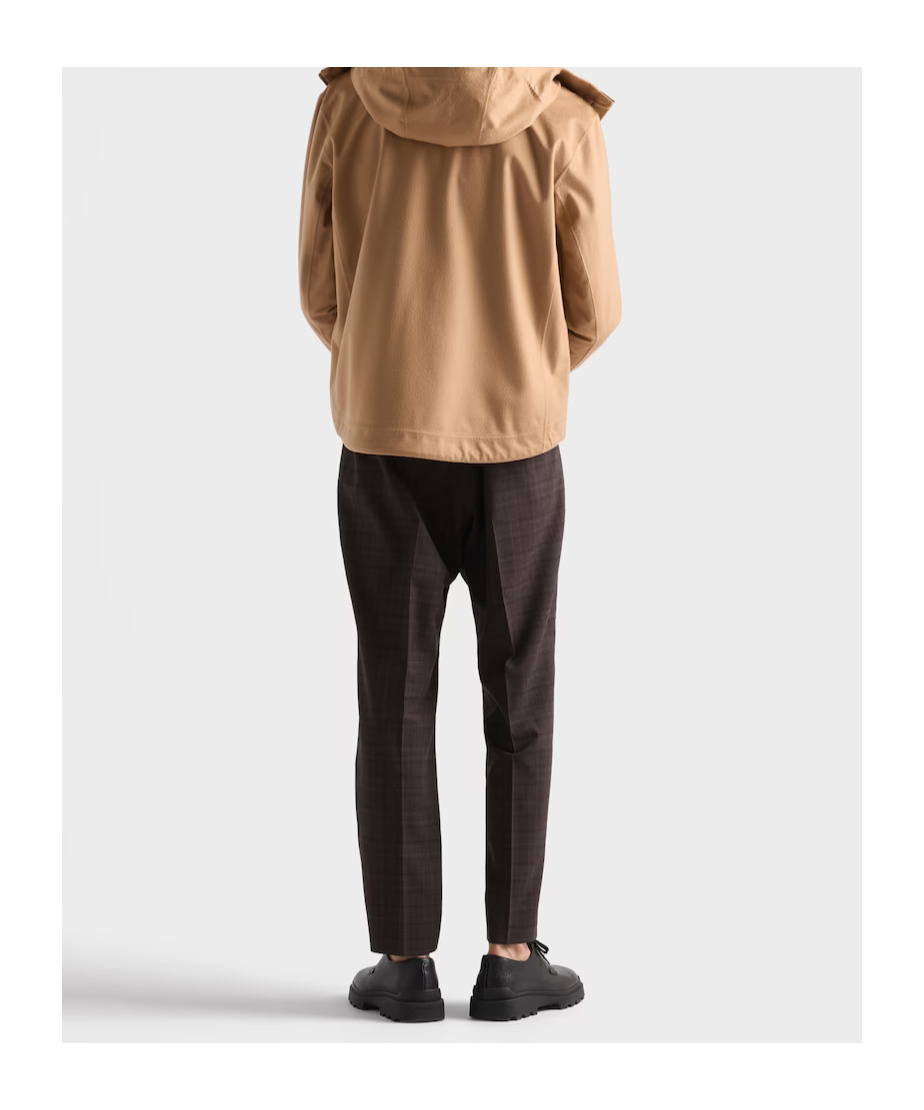 Prada Prince Of Wales Check Wool Pants In Brown