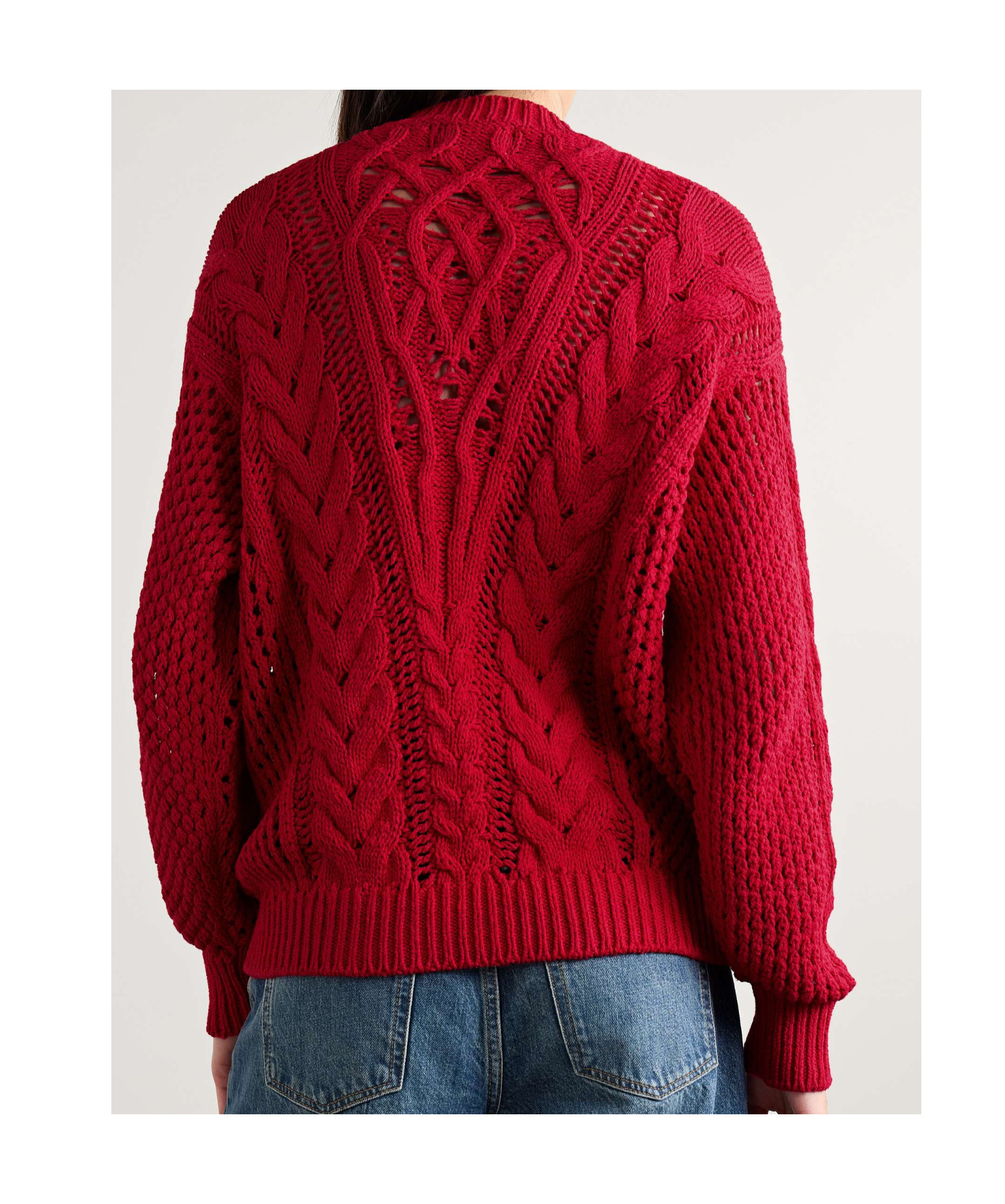 Isabel Marant Étoile Lenza Open-knit Cotton-blend Sweater In Red