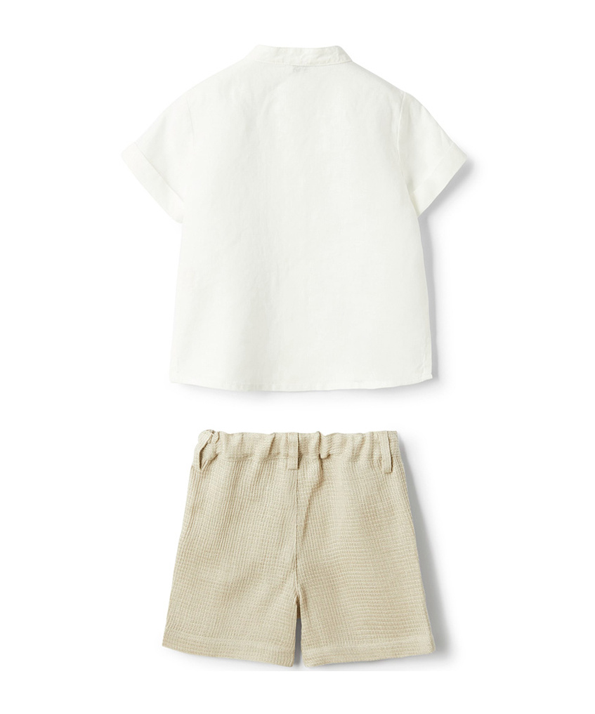 Il Gufo Logo Embroidered Shorts Set In White
