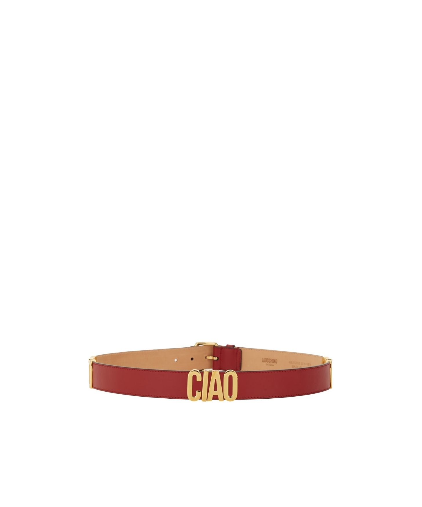 Moschino Adjustable Gold-tone Buckle Belt In Red