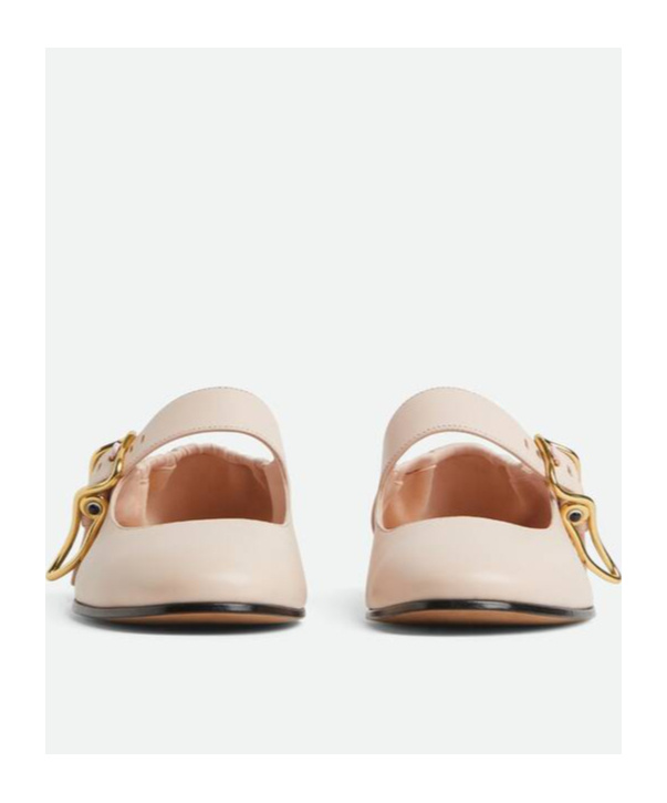 Bottega Veneta Astaire Leather Rabbit Mary Jane Ballerina Flats In Nude