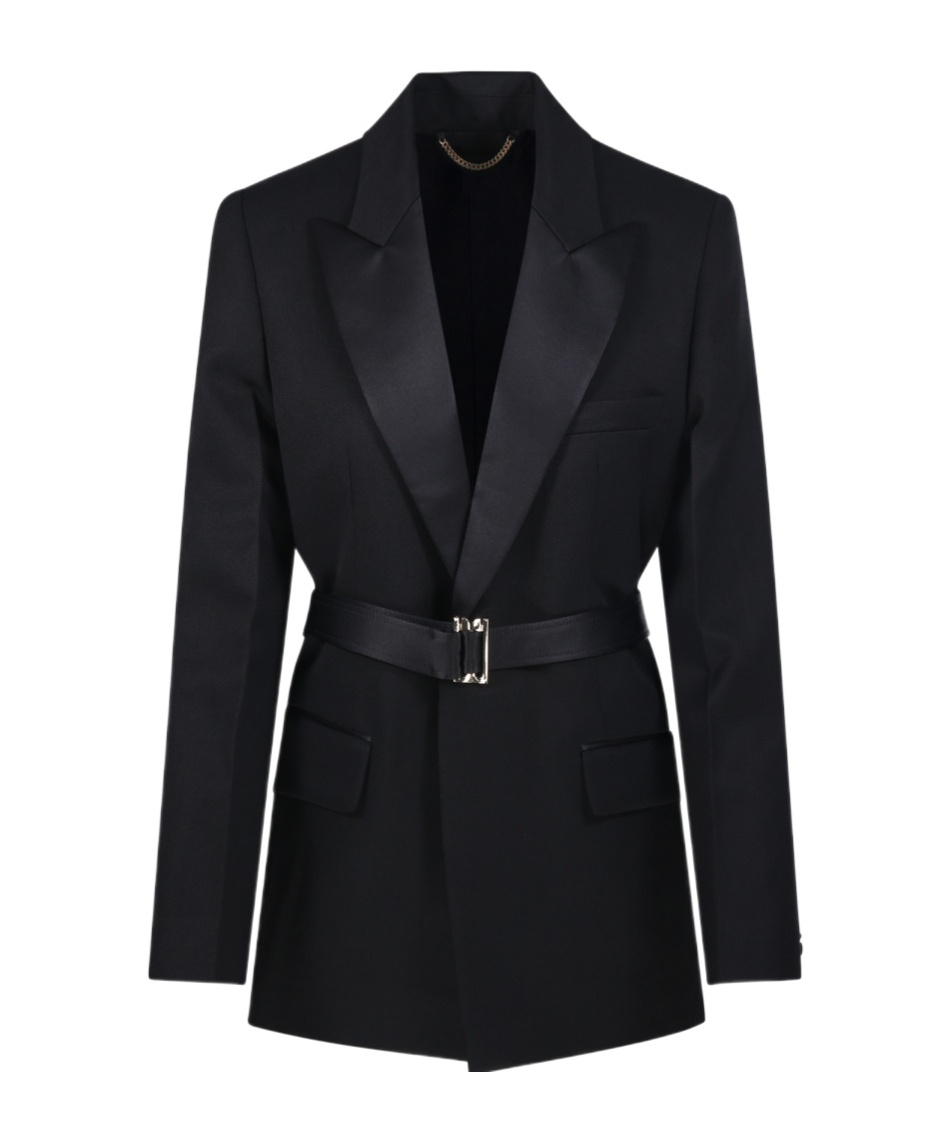 Victoria Beckham Belted Peaked-lapel Jacket In Multi