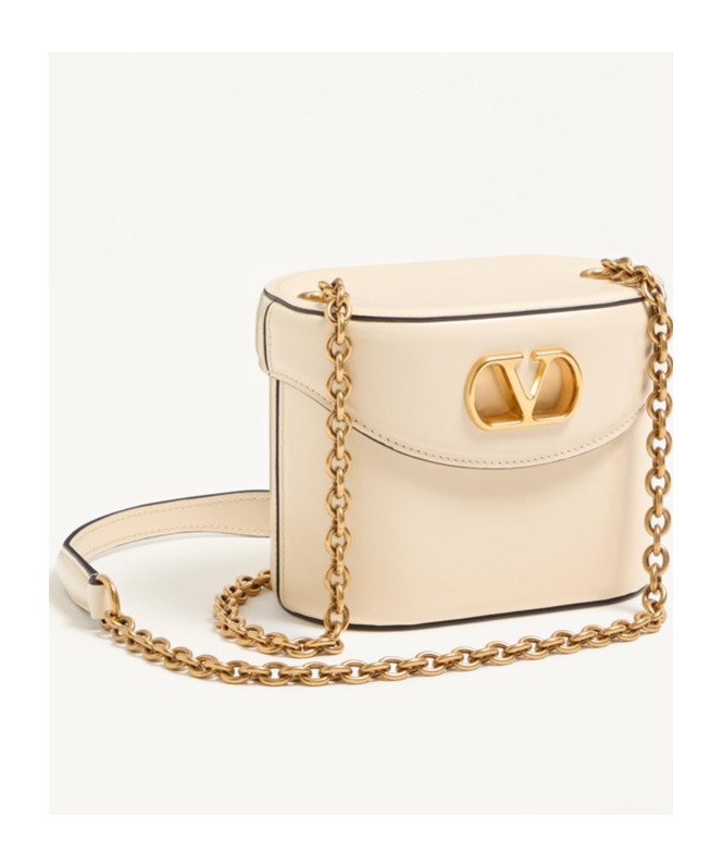 Valentino Borsa A Secchiello Vlogo Signature In Pelle Avorio  Donna In White