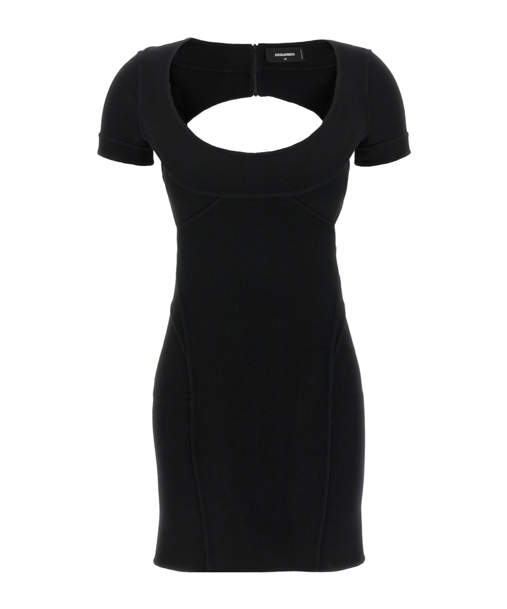 Dsquared2 Black Stretch Wool Blend Mini Dress In Black