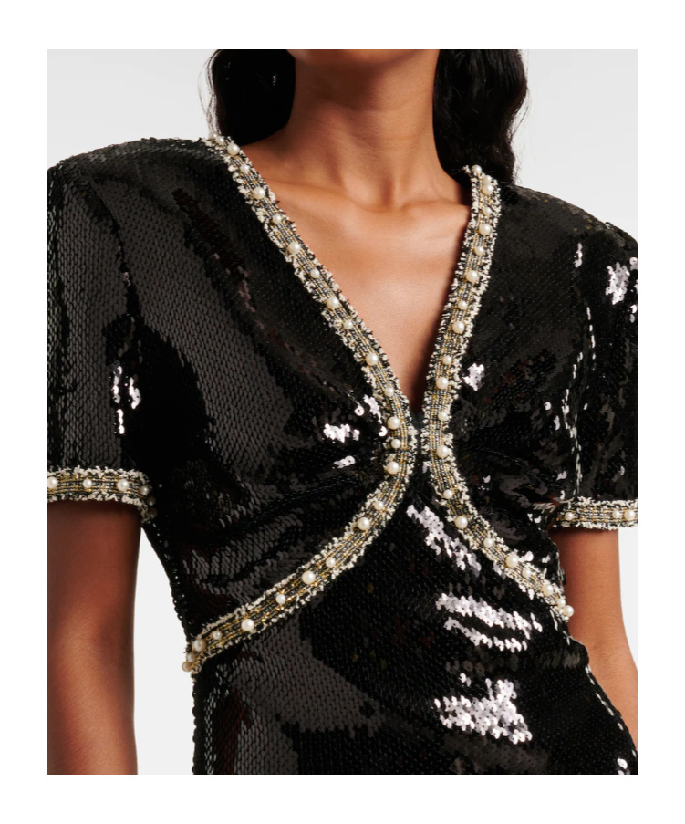 Nina Ricci Embellished Sequined Minidress In Black