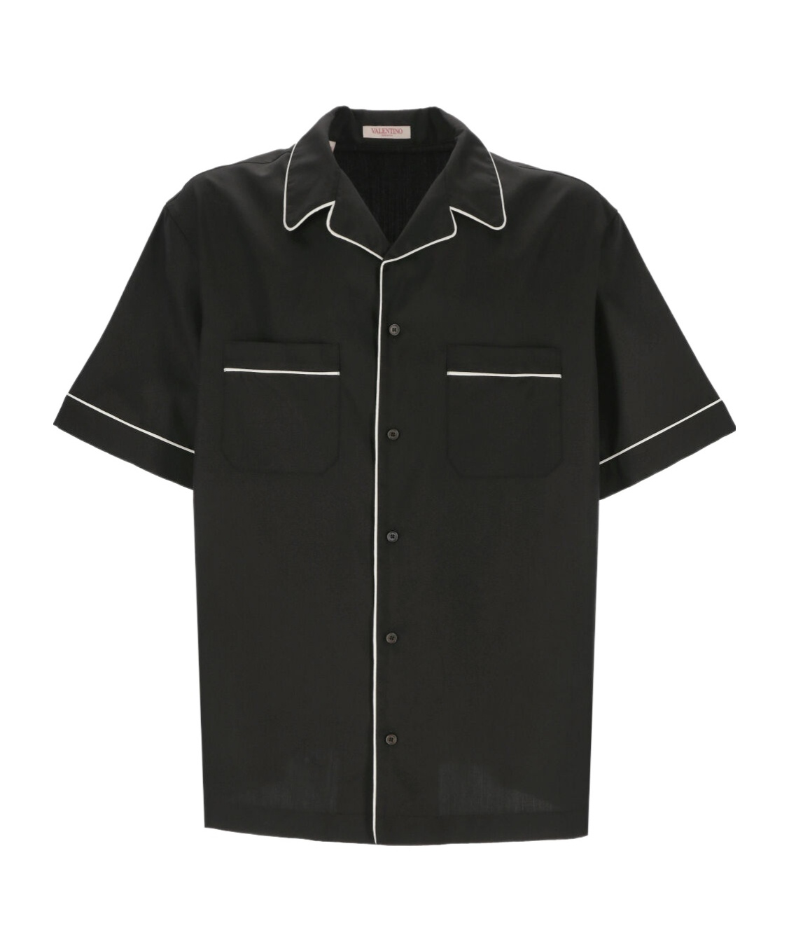 Valentino Short-sleeved Collared Top In Black