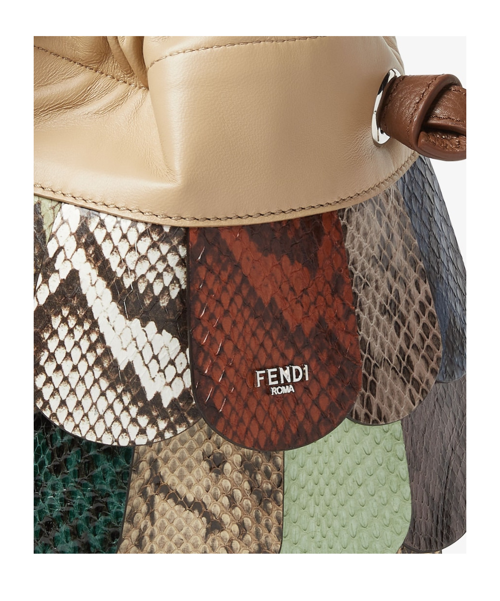 Fendi Nappa Leather And Multicolor Lizard Leather Patchwork Bag