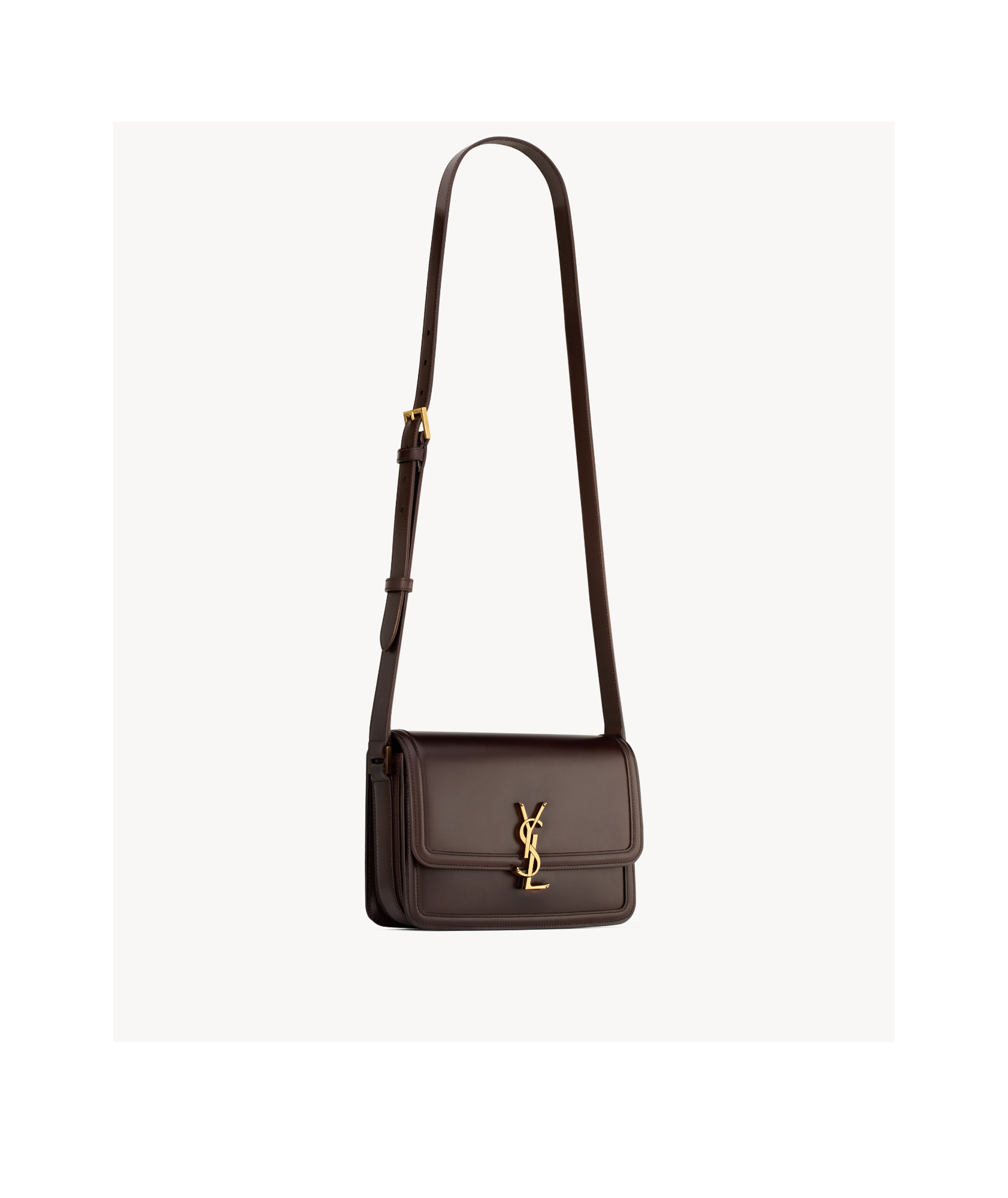 Saint Laurent Solferino Medium Cowhide Leather Shoulder Backpack In Brown