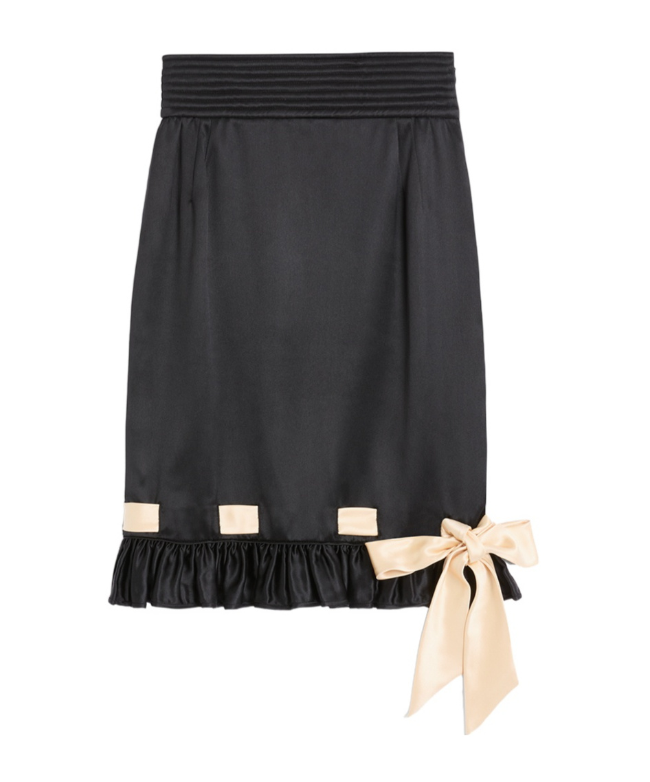 Valentino Frilled-trim Duchess-satin Skirt In Black