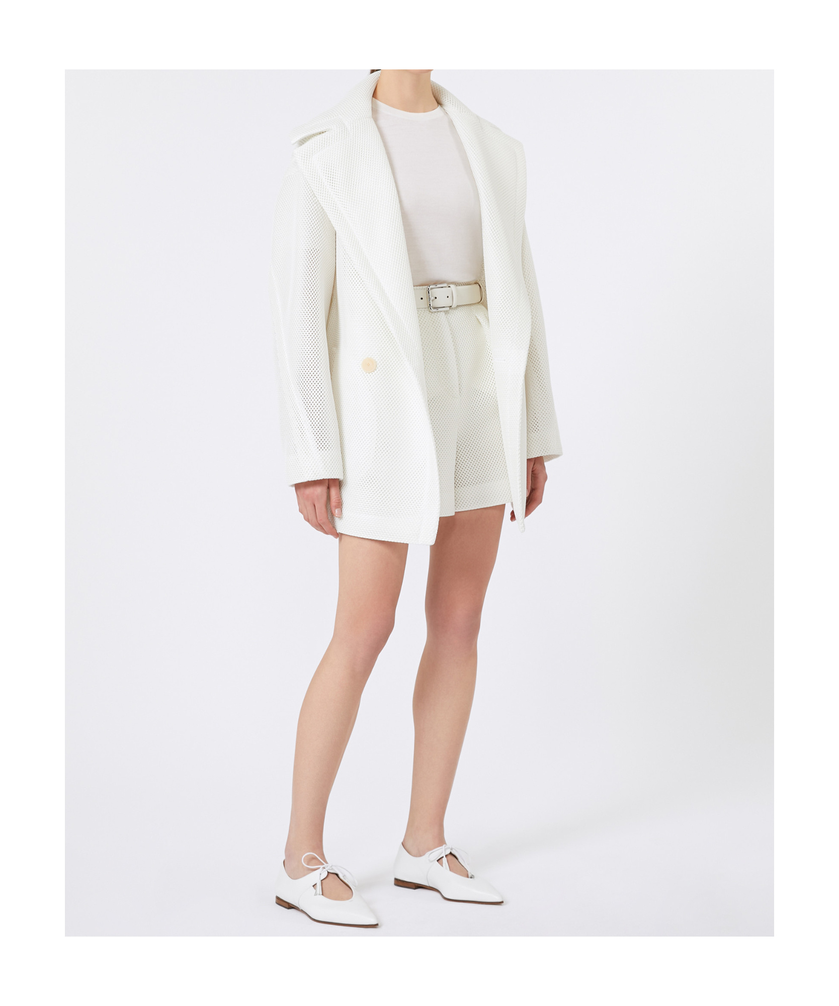 Max Mara Basic Slim Fit Wool Sweater Crew Neck In White