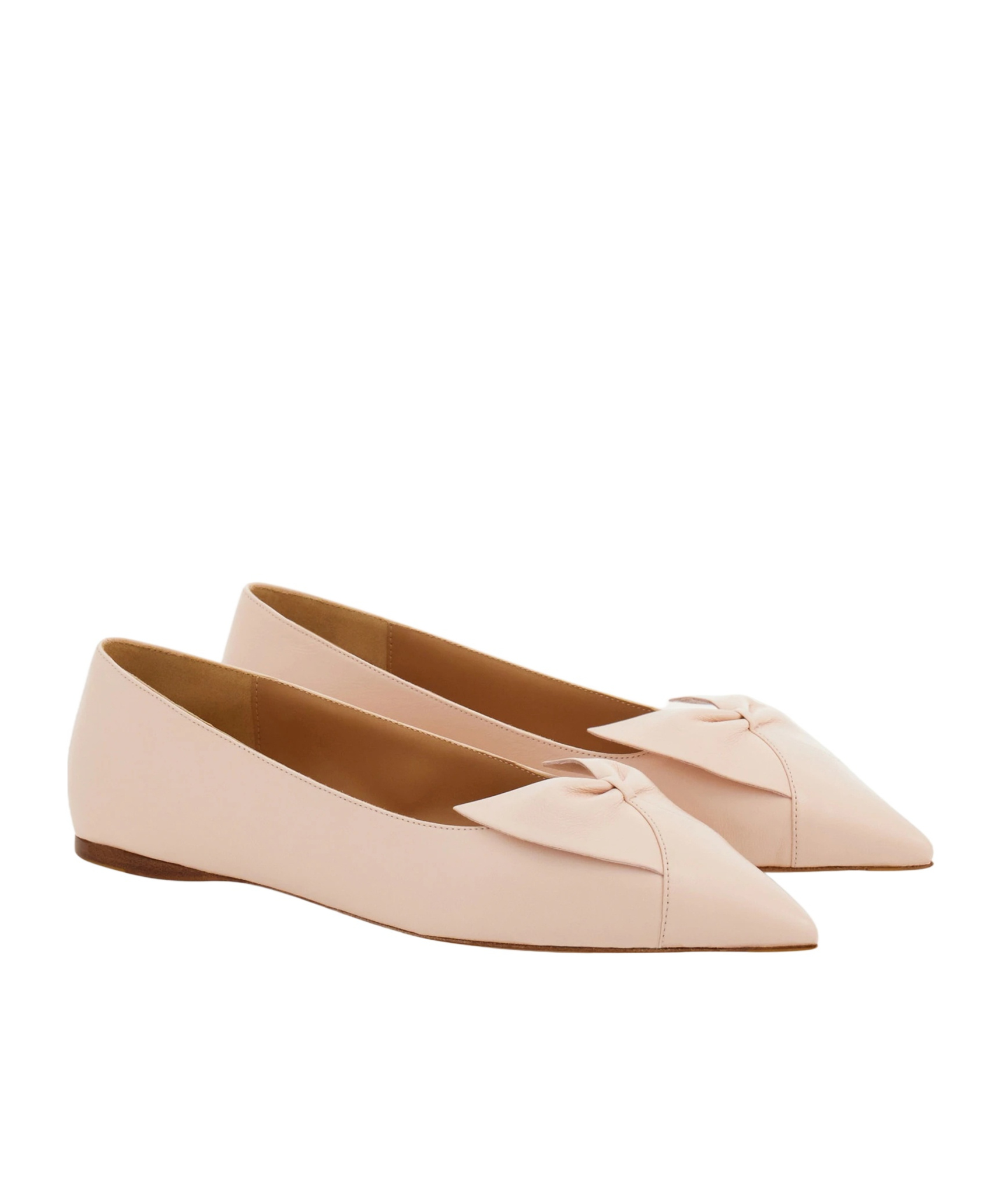 Ferragamo Gwen Pointed-toe Leather Flats In Pink