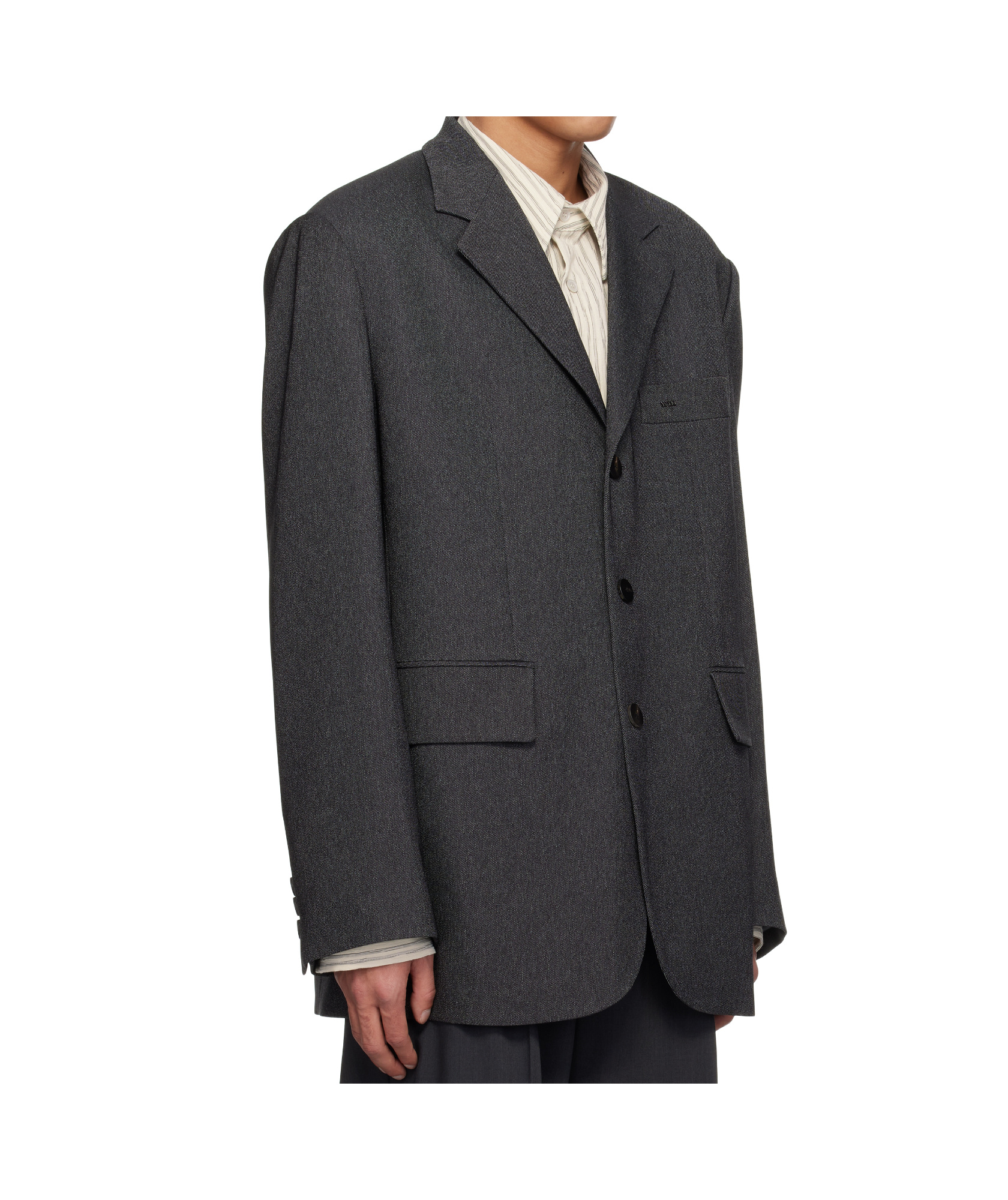 Wooyoungmi Lapel Long-sleeved Suit Jacket In Black