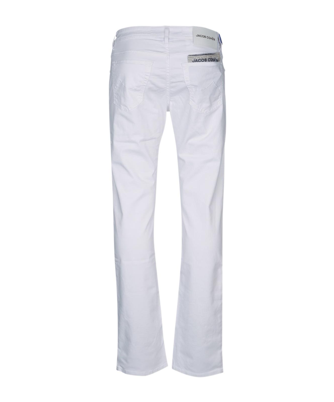 Jacob Cohen Belted Five-pocket Riveted Trousers In White
