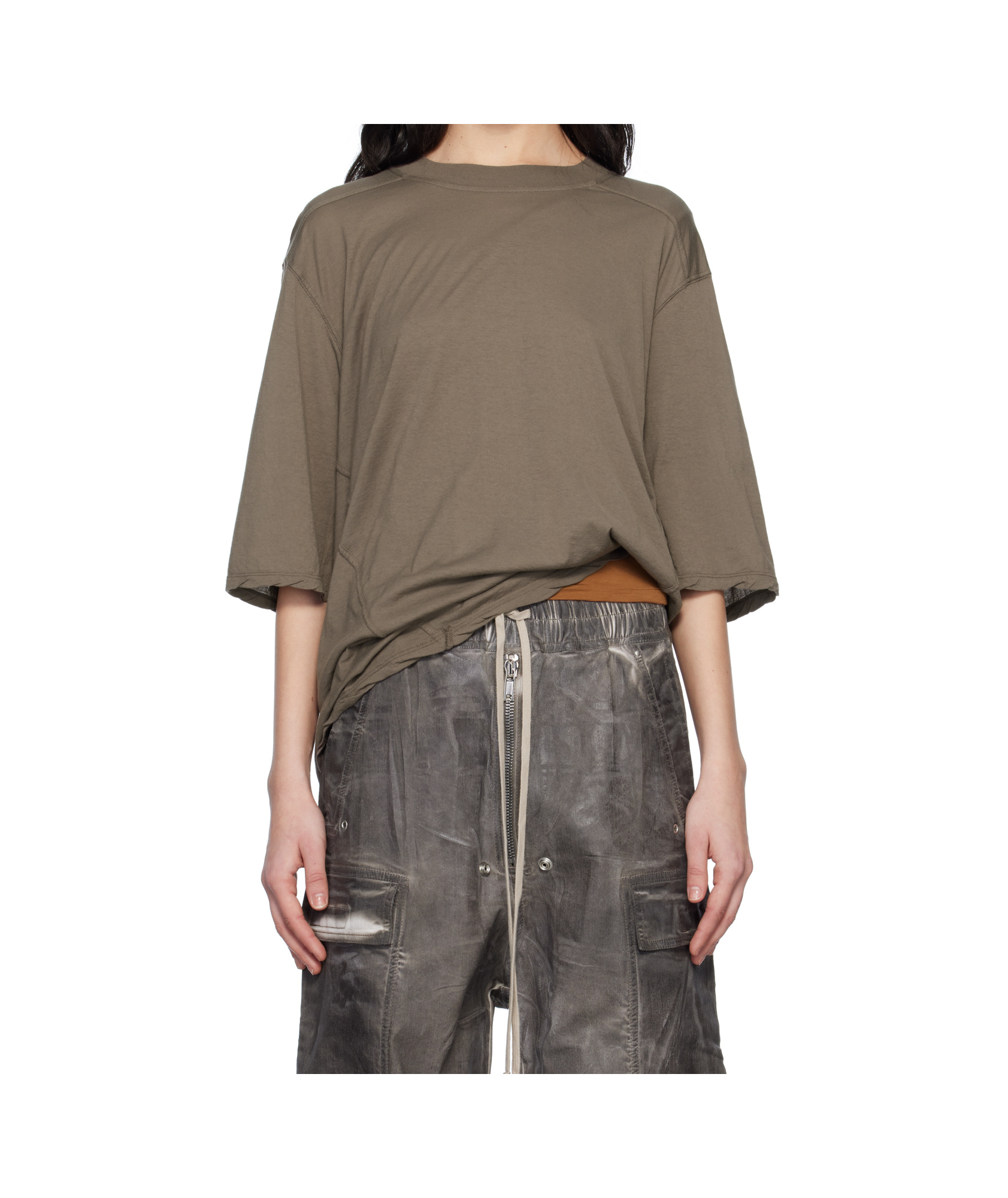 Rick Owens Drkshdw Gray Hollywood Walrus T-shirt In Multicolor