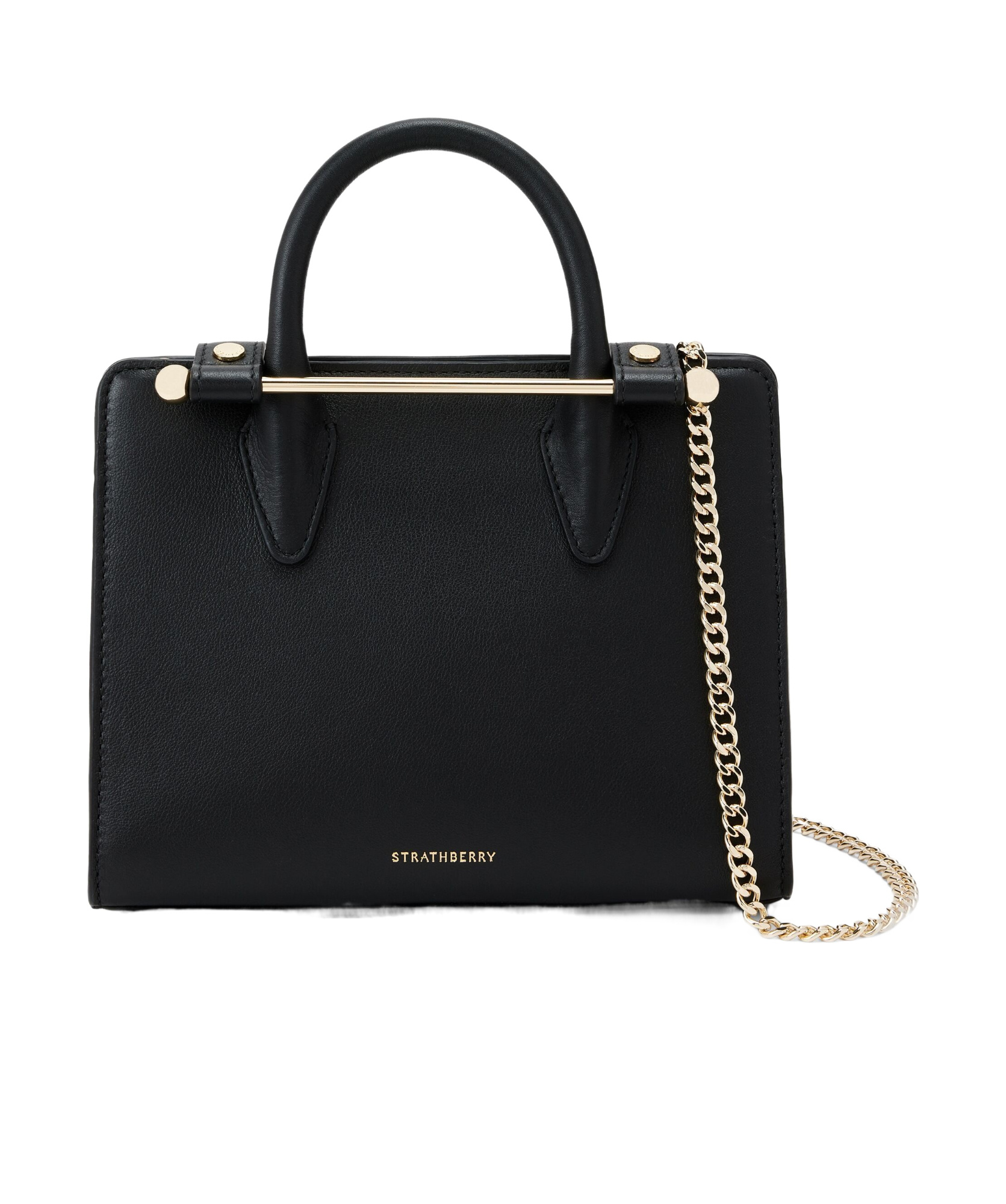 Strathberry Nano Leather Tote In Black