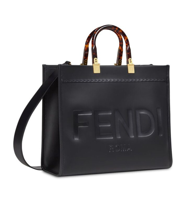 FENDI BLACK LEATHER SHOPPER