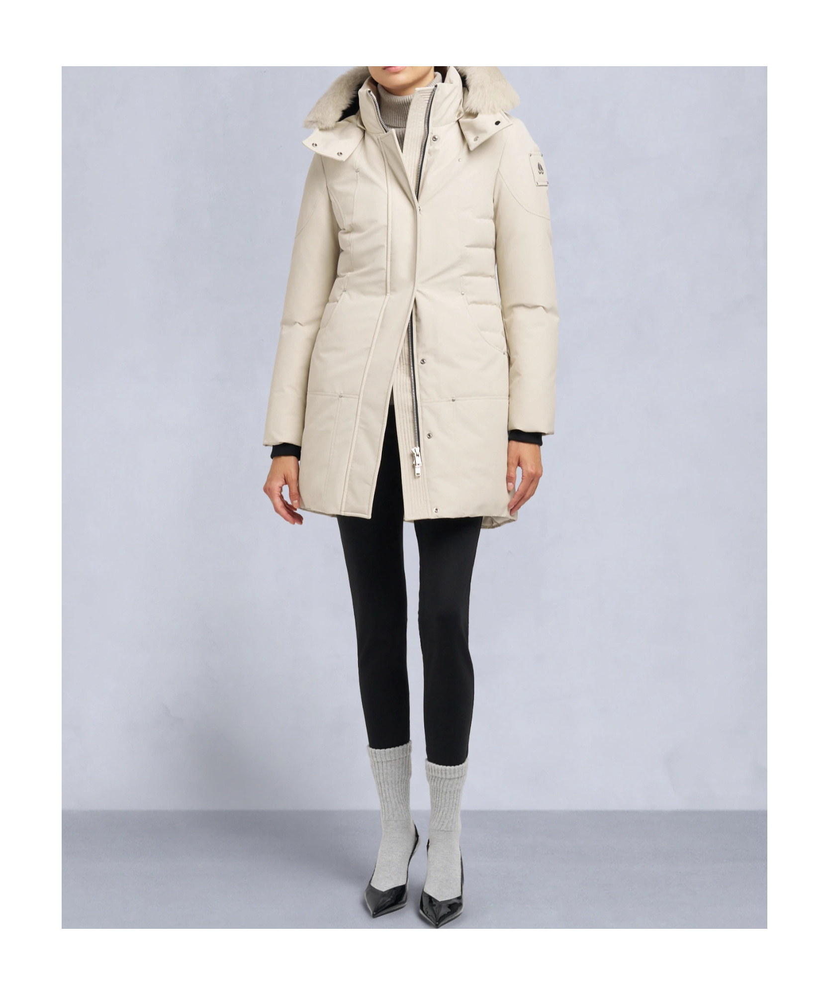 Moose Knuckles Cloud Shearling Parka In White