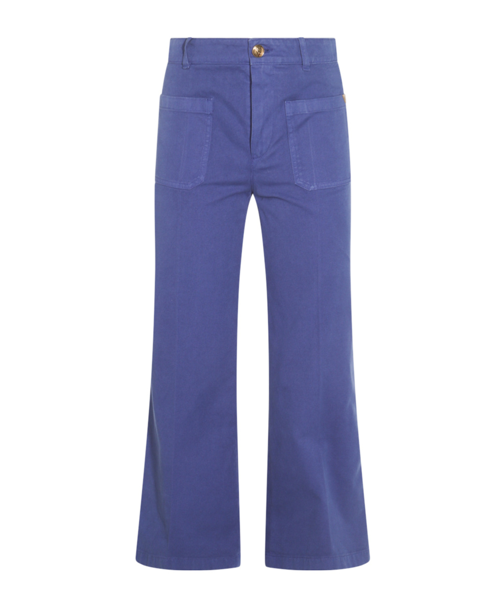 Chloé High Waist Wide Leg Trousers With Belt Loops In Blue