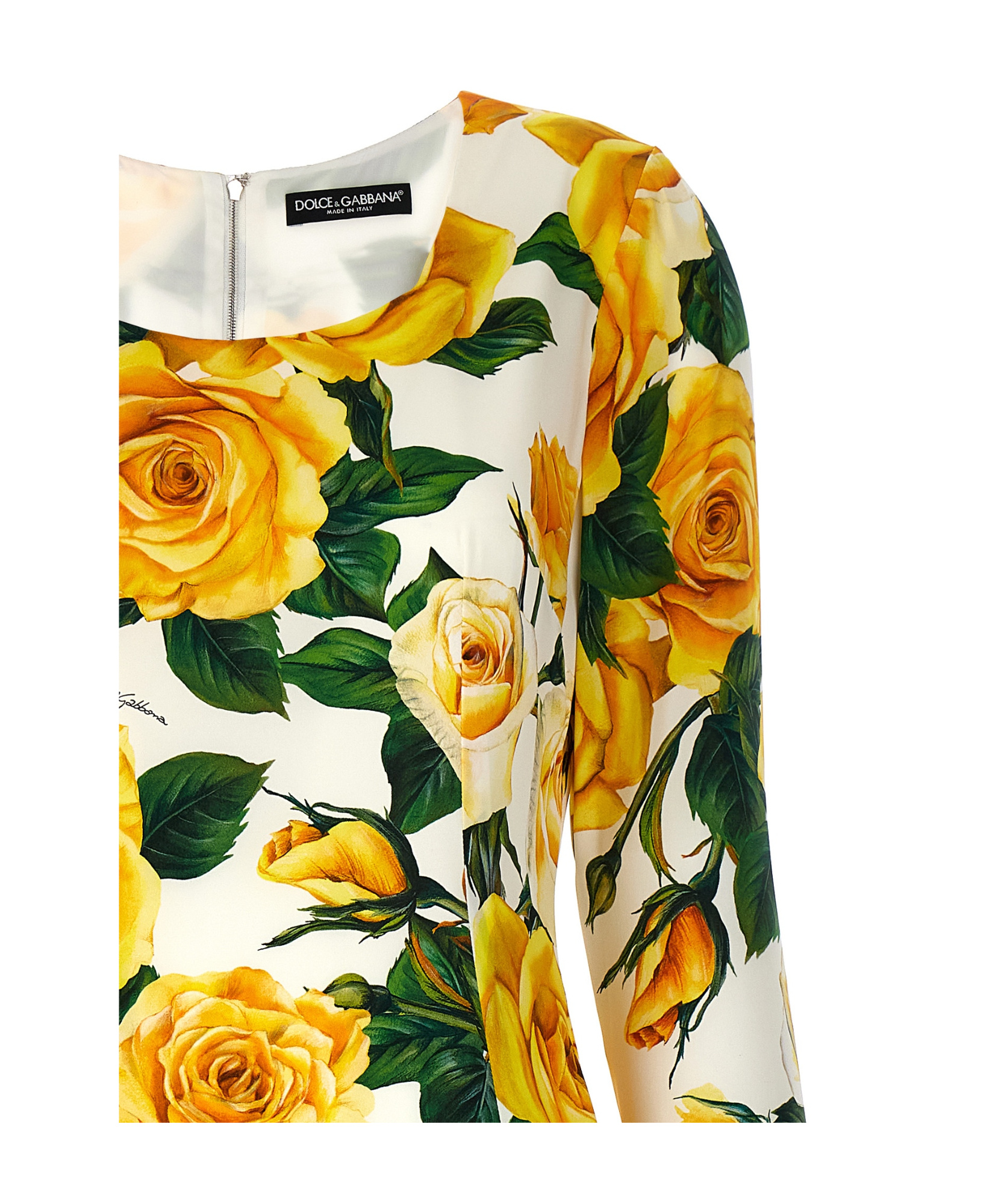 Shop Dolce & Gabbana Floral-print Silk-blend Dress In Multicolor