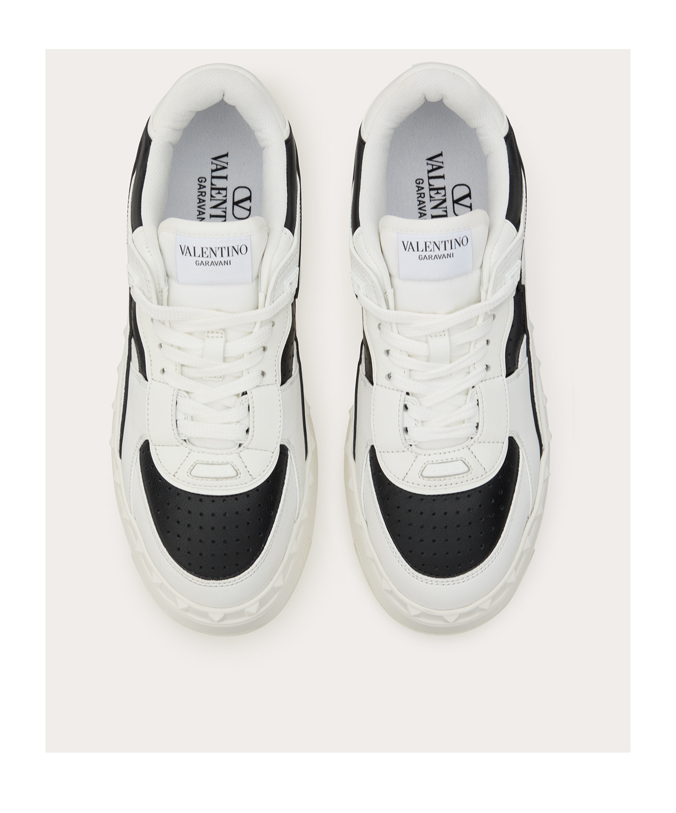 Valentino Bicolor Leather Platform Sneakers In White