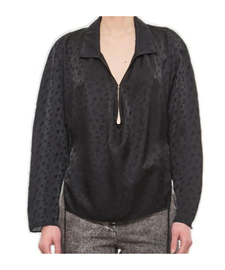 Kiko Kostadinov Long-sleeved V-neck Drawstring Blouse In Black