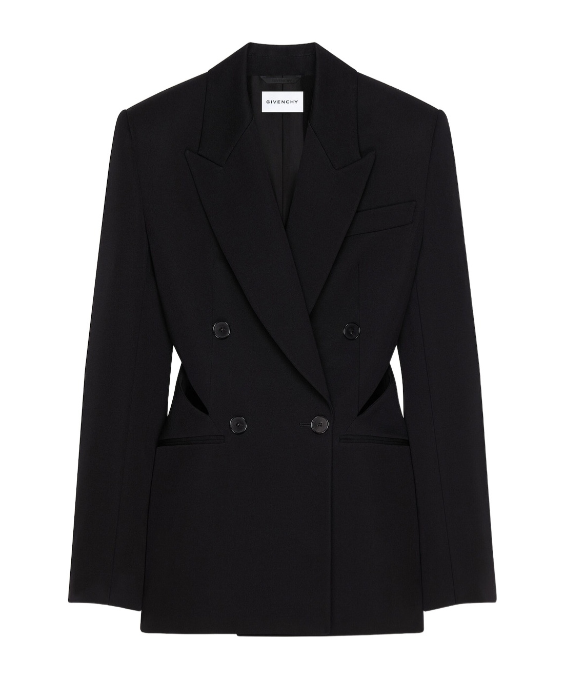 Givenchy Double-breasted Slashed Jacket In Wool In Black
