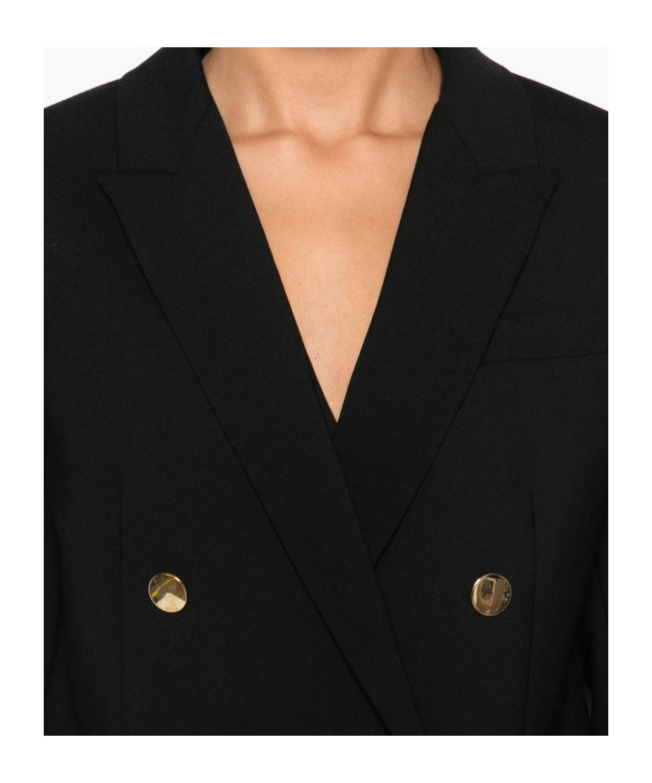 Semicouture Tailored Double-breasted Blazer With Gold-tone Buttons In Black