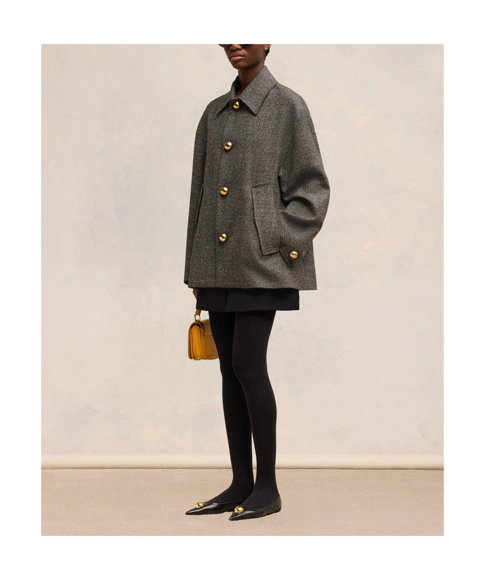 Ami Alexandre Mattiussi Ami Alexandre Mattiuss Oversized Short Belted Coat In Black