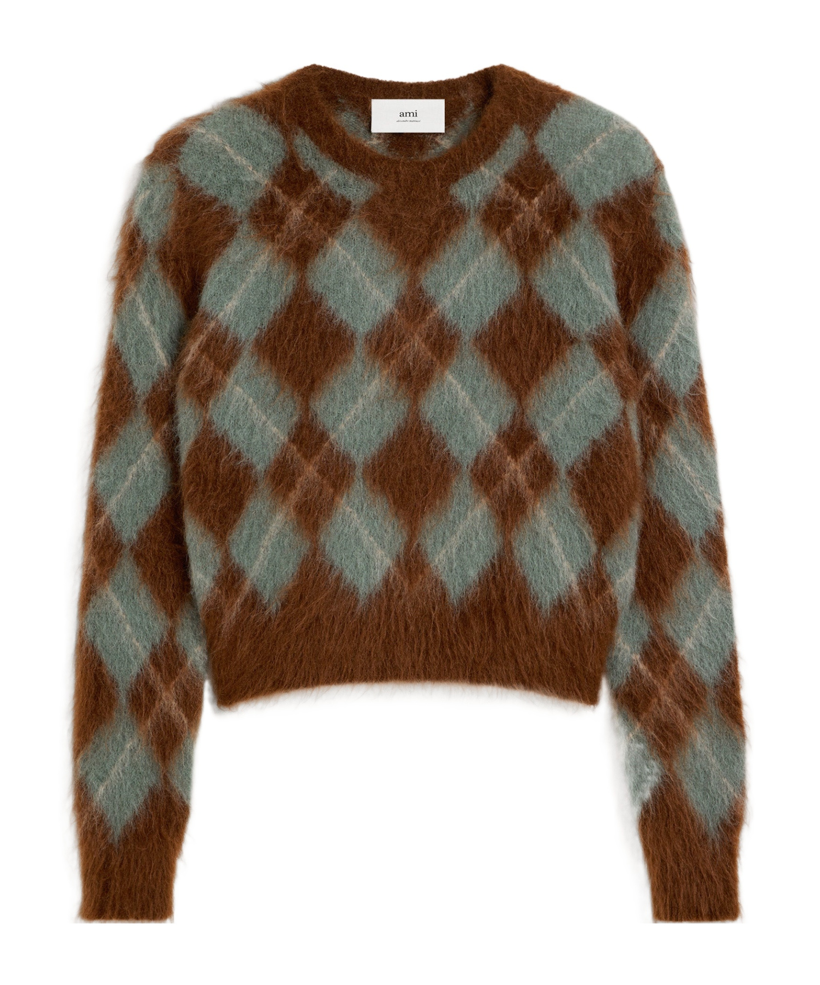 Shop Ami Alexandre Mattiussi Alpaca Hair Mohair Brushed Diamond Sweater In Brown