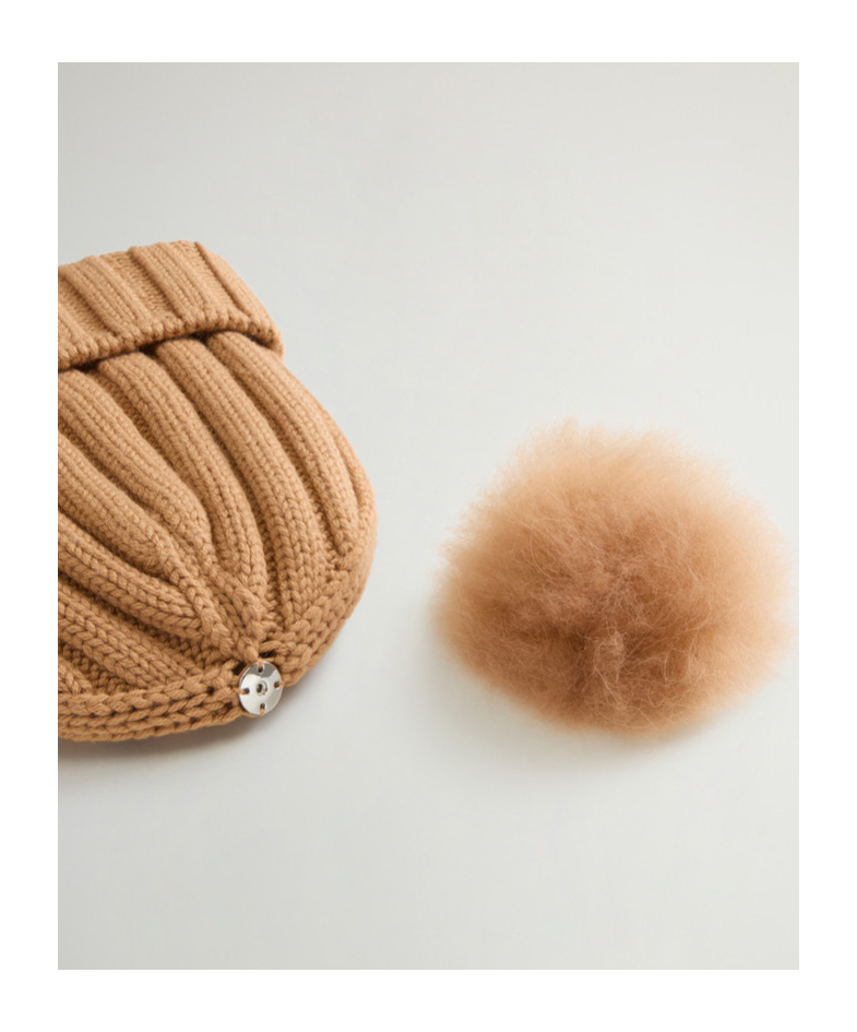 Woolrich Pompom Virgin Wool Beanie In Brown