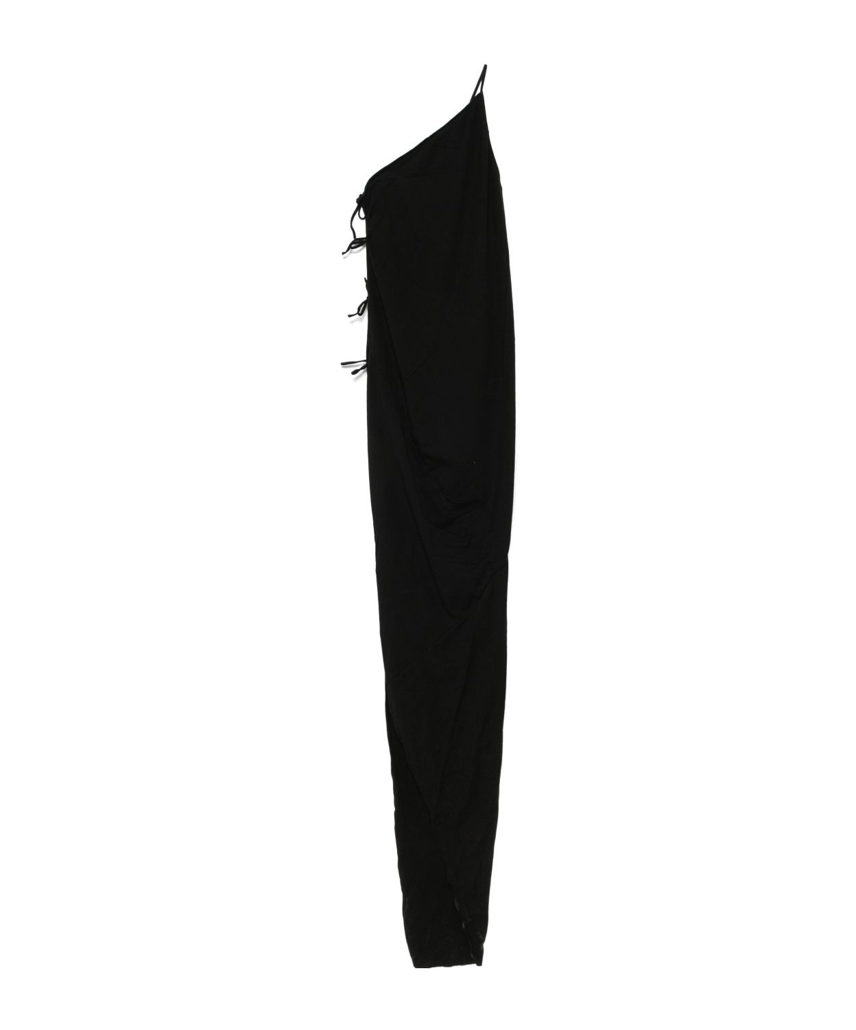 Rick Owens Drkshdw One Shoulder Maxi Dress With Side Slit In Black
