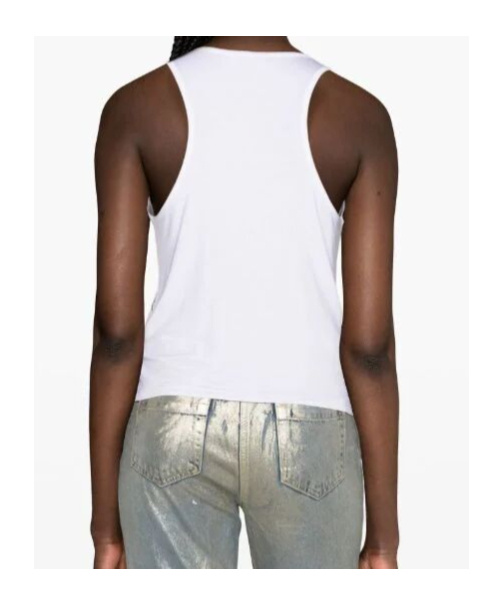 Patrizia Pepe Fly-monogram Crystal-embellished Tank Top In White