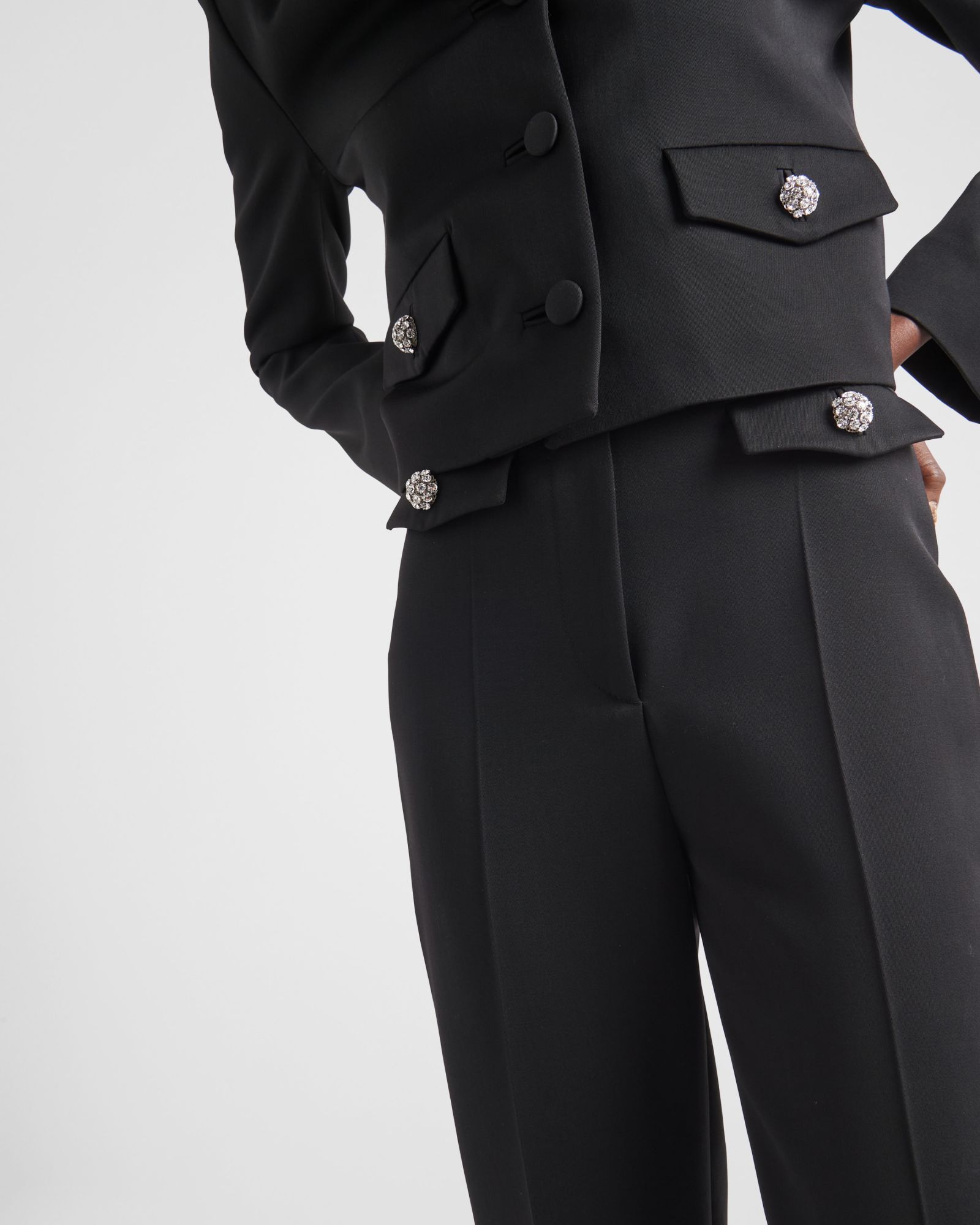 Prada Wool Belt Loop Casual Trousers In Black