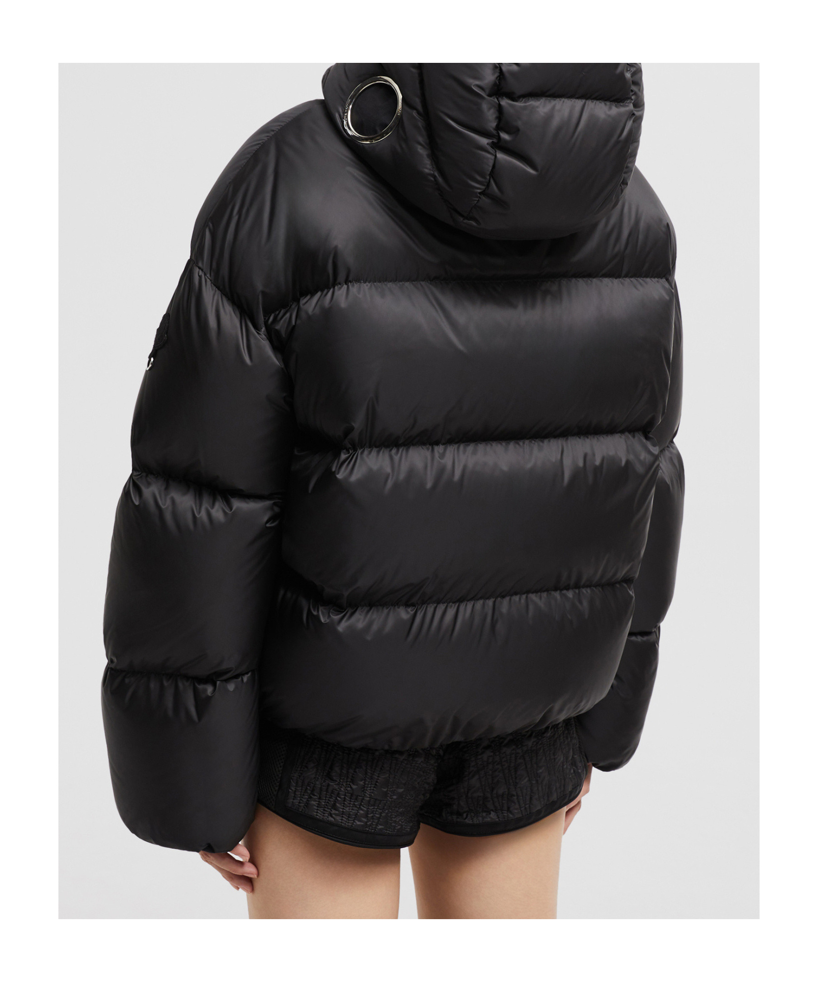 Moncler X Willow Smith Skara Hooded Short Down Jacket In Black