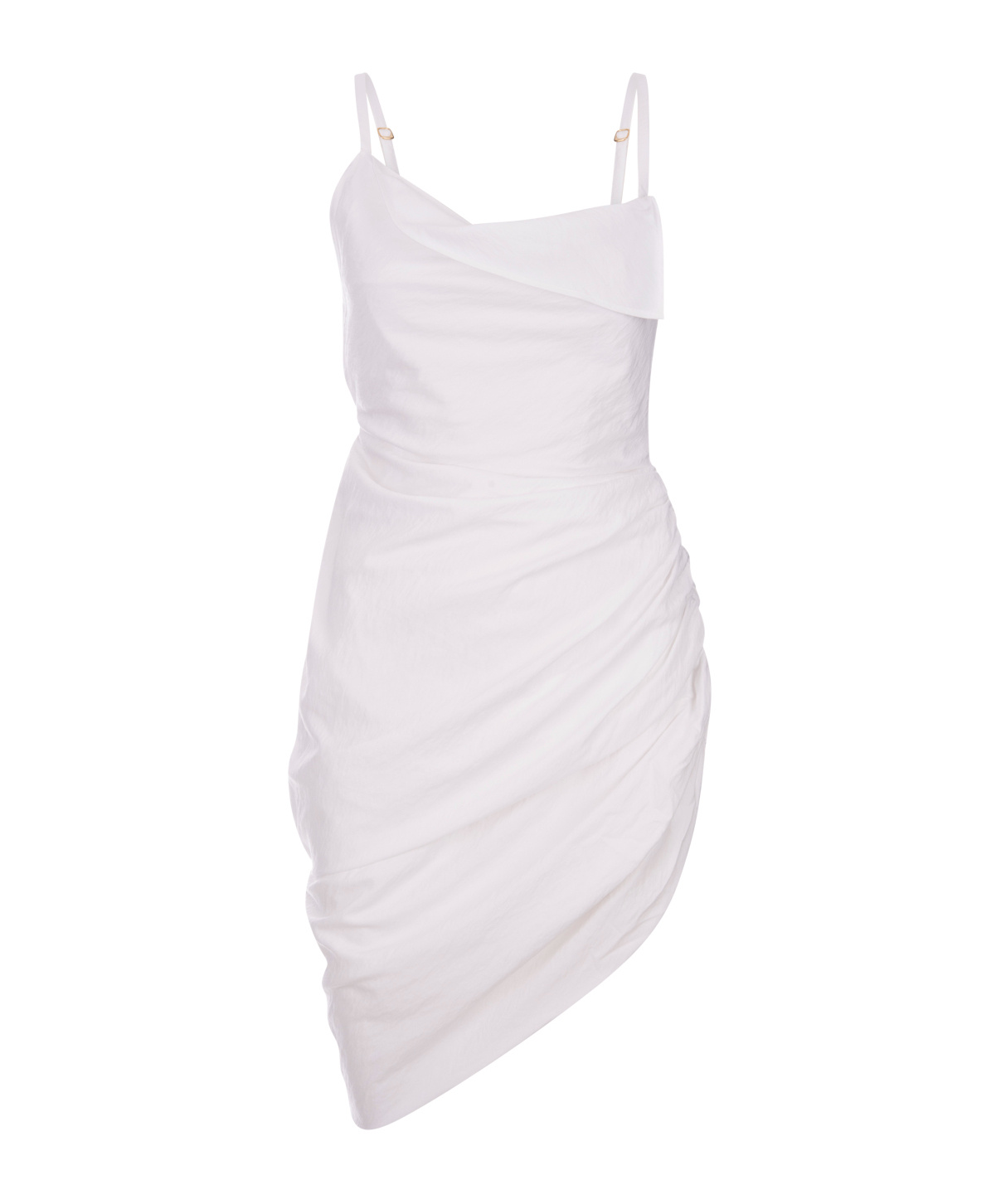 Jacquemus Saudade Asymmetric Draped Mini Dress In White