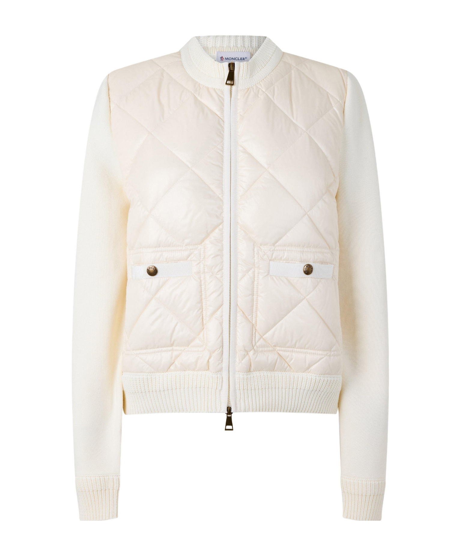 Moncler Hybrid Short Bomber Jacket In White