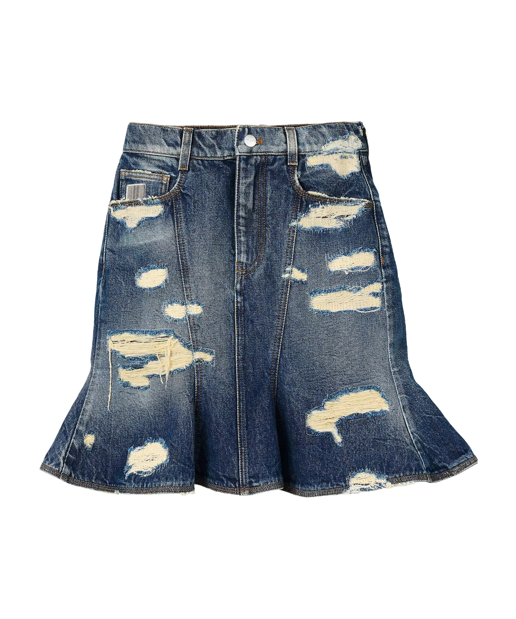Marc Jacobs Distressed Mini Denim Skirt In Blue
