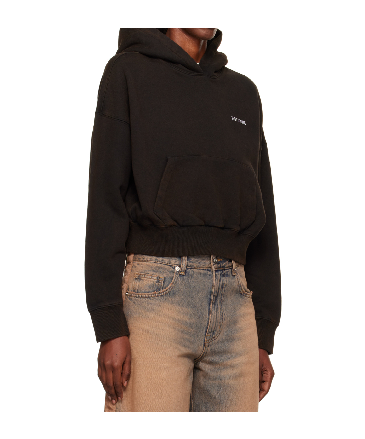 We11 Done Logo Hoodie In Brown