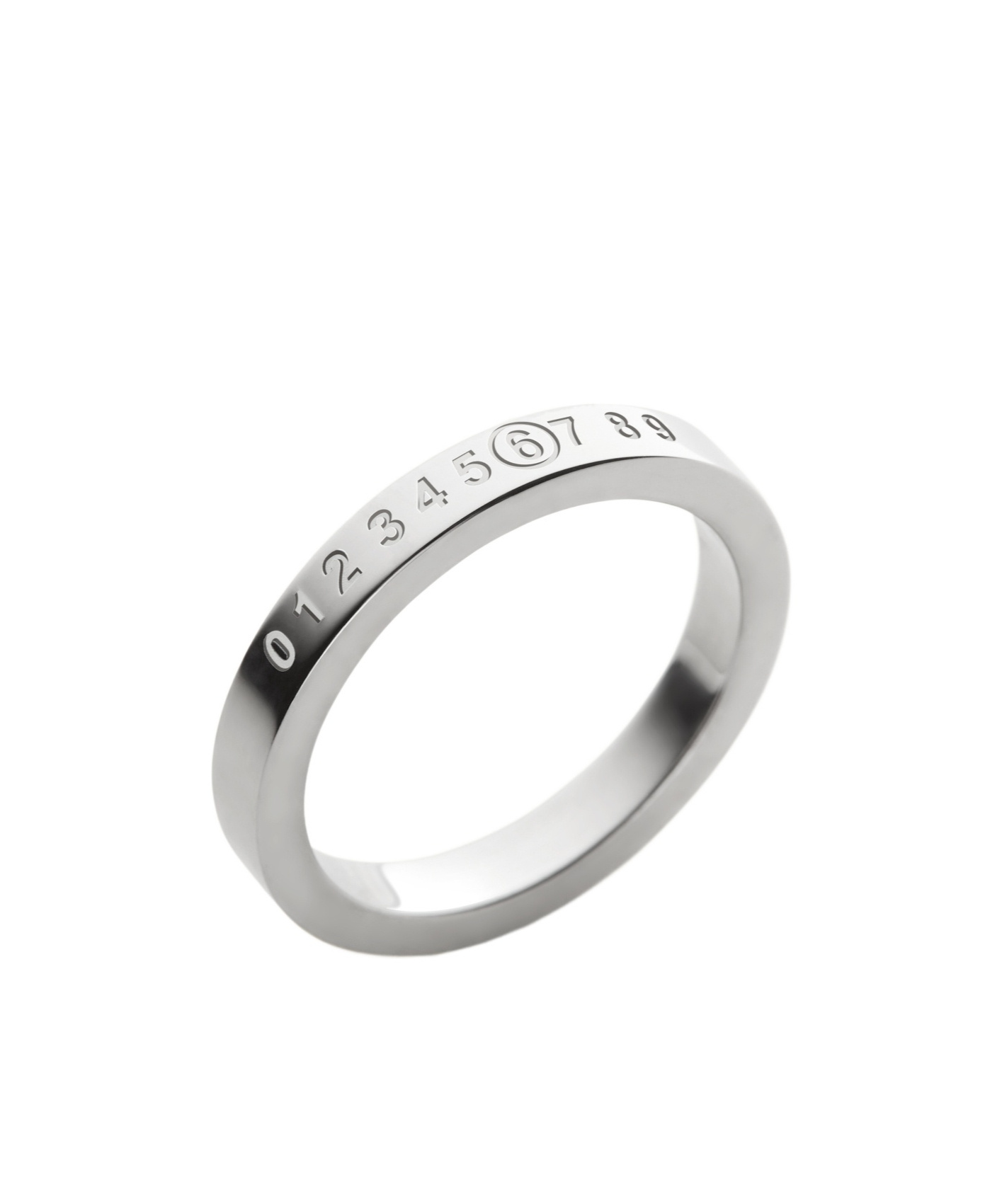 Mm6 Maison Margiela Numeric Engraved Polished Ring In White