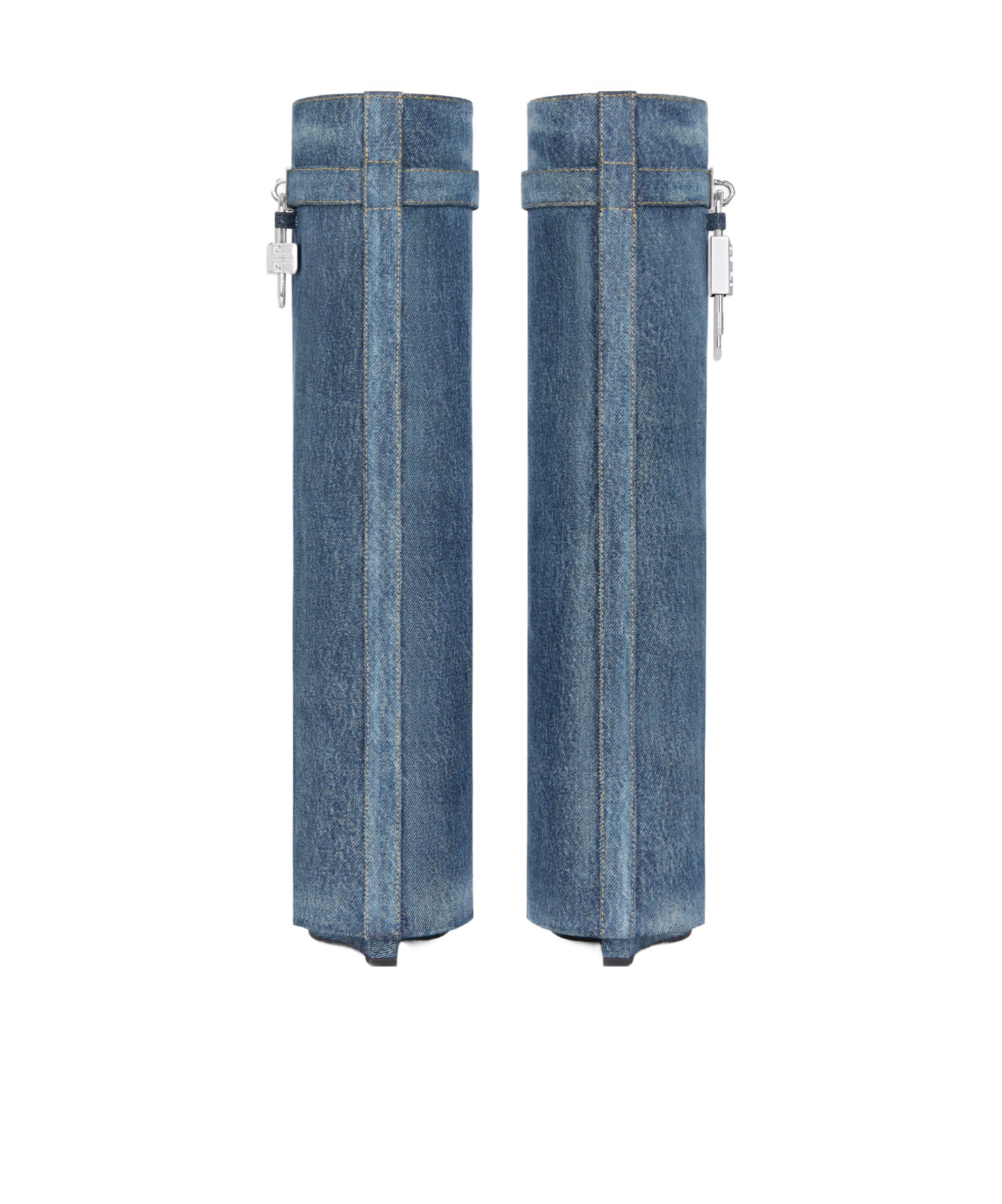 Shop Givenchy Shark Lock Boots In Washed Denim In Dark Blue