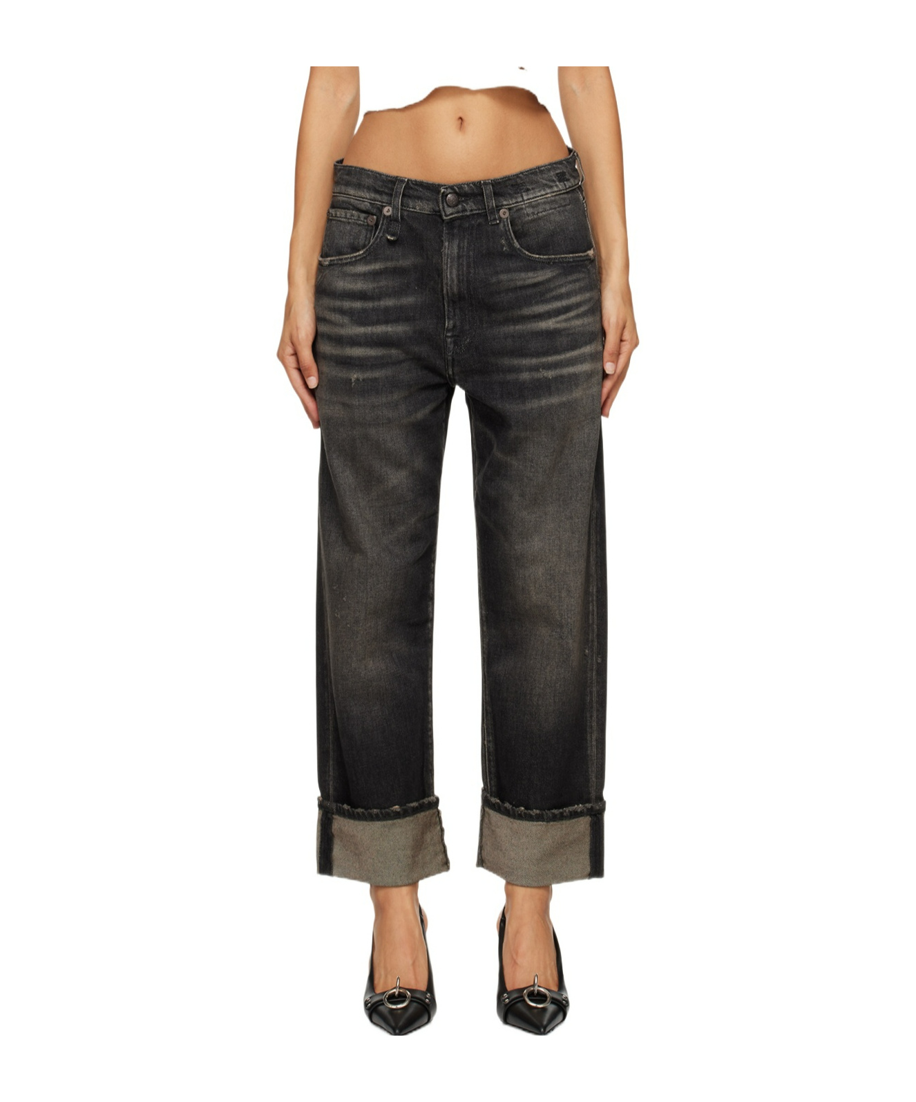 R13 Boyfriend Straight Leg In Black