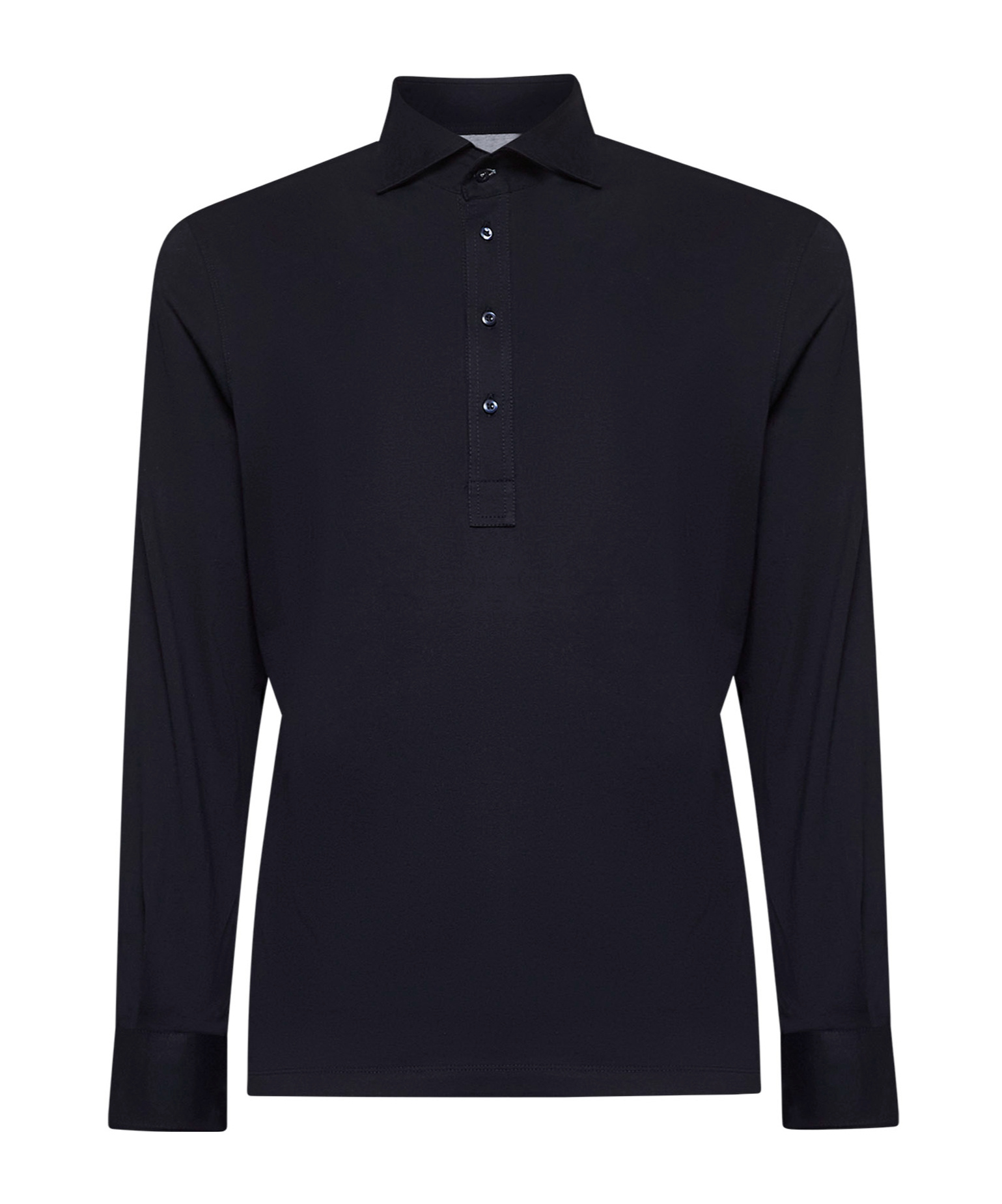 Brunello Cucinelli Long-sleeved Cotton Polo Shirt In Black