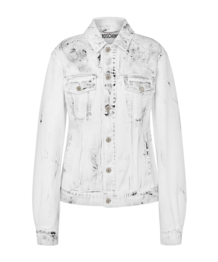 Moschino Cotton Bull Jacket Laurel Crown Patch In White