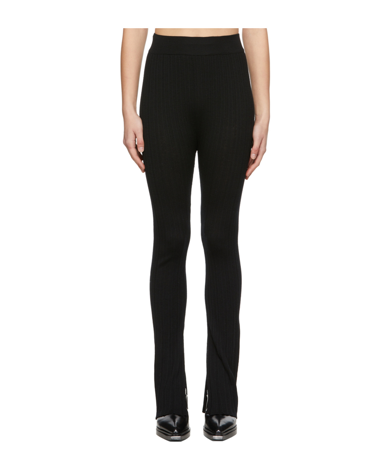 System Wool Casual Pants In Black