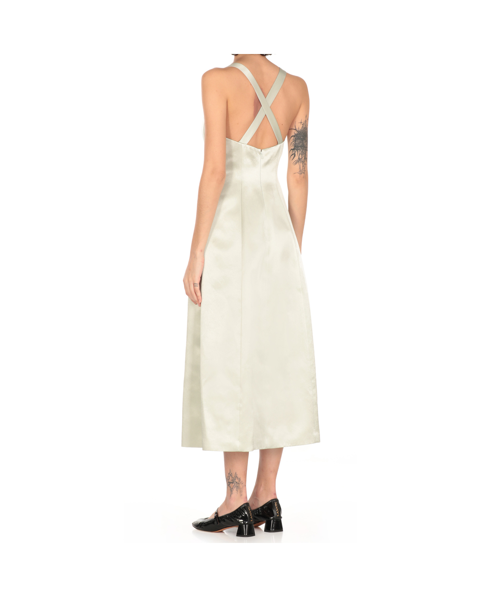 Philosophy Di Lorenzo Serafini Knee Length Square Neckline Satin Dress In White